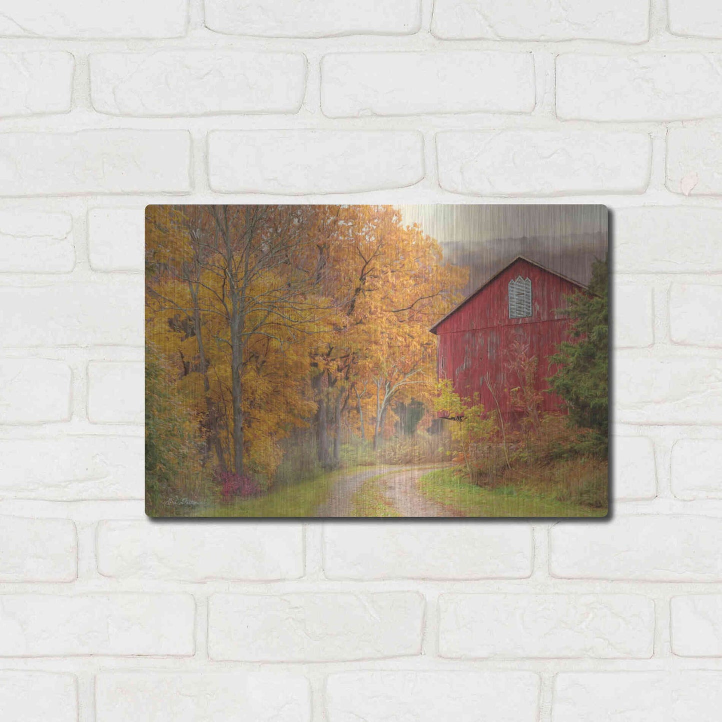 Luxe Metal Art 'Hidden Barn' by Lori Deiter, Metal Wall Art,16x12