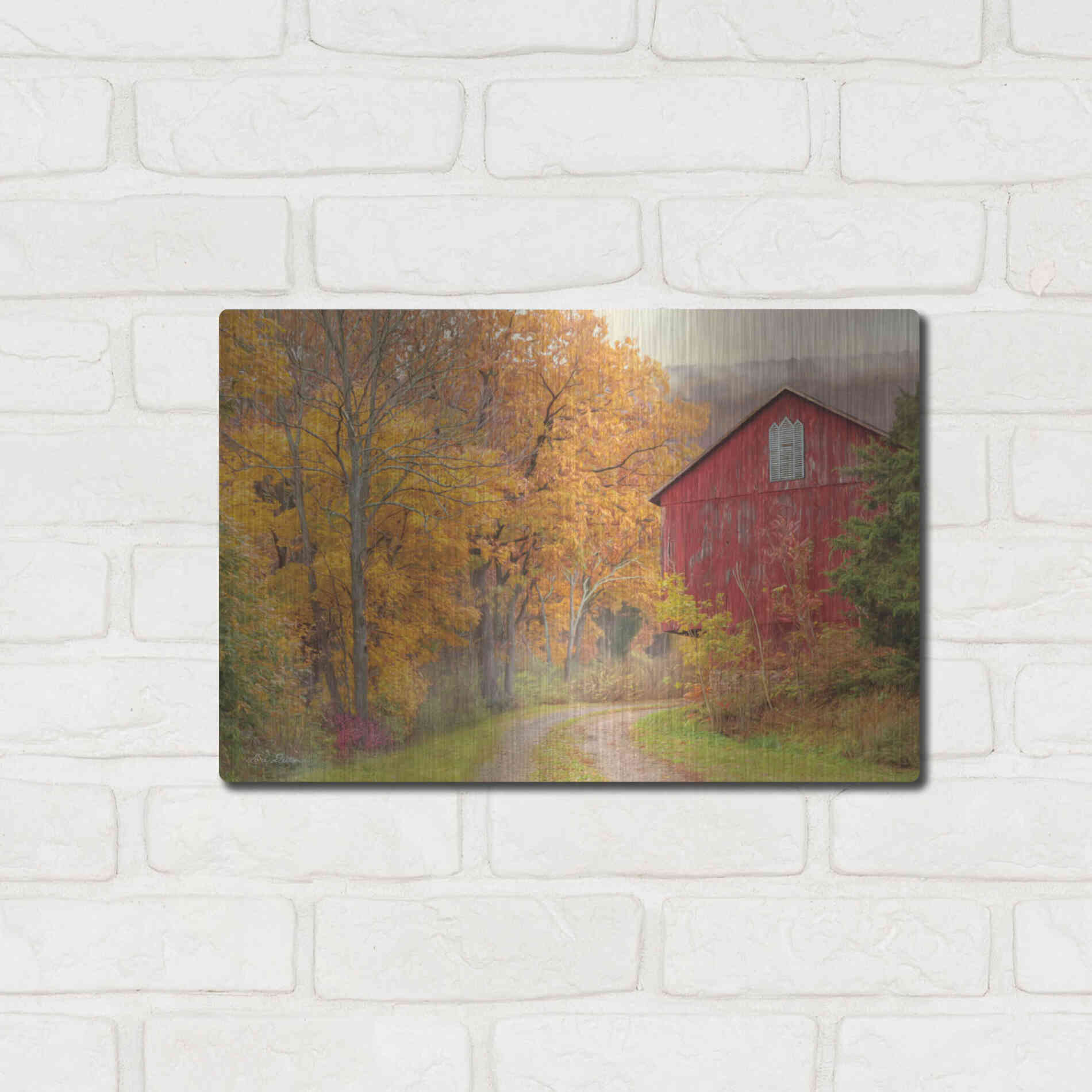Luxe Metal Art 'Hidden Barn' by Lori Deiter, Metal Wall Art,16x12