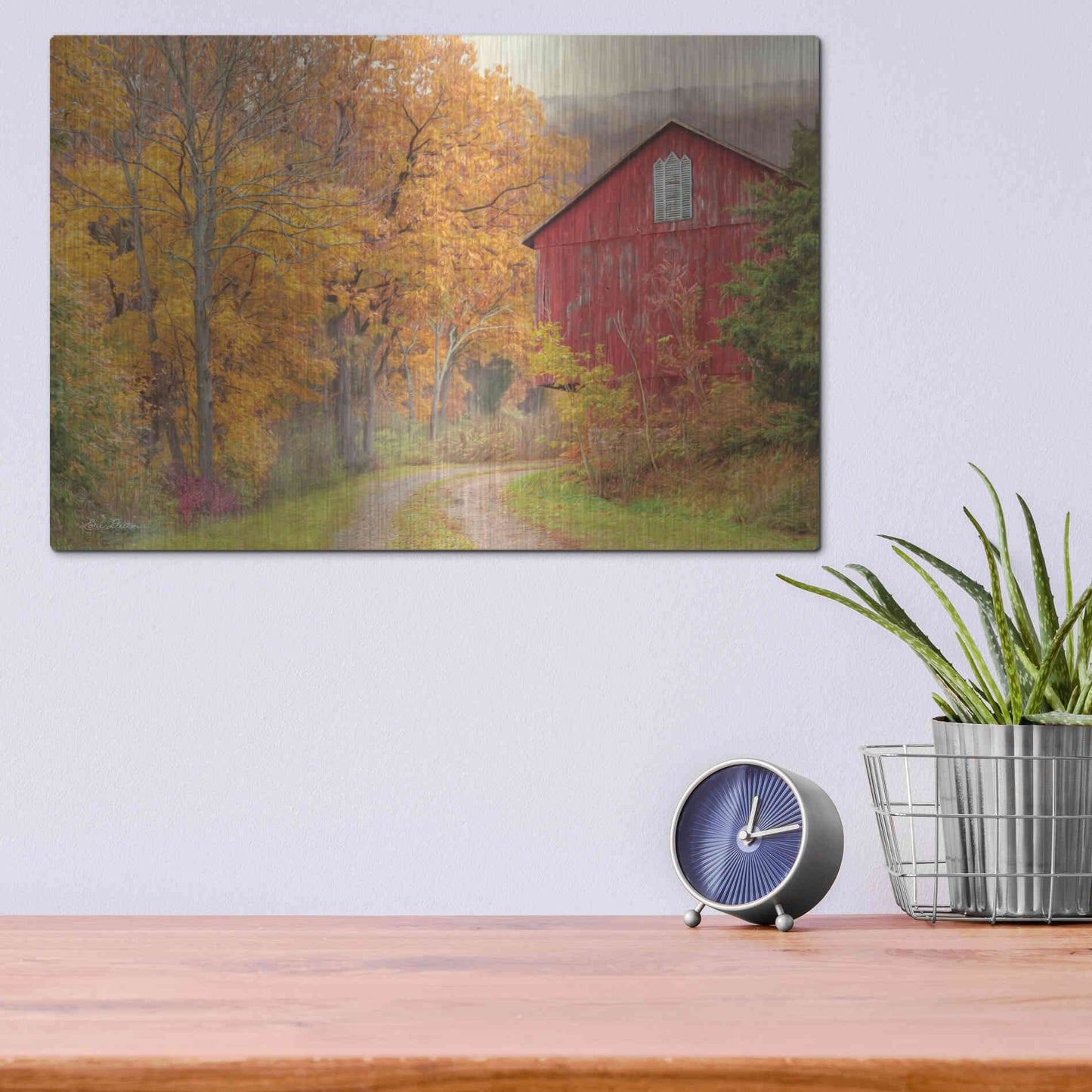 Luxe Metal Art 'Hidden Barn' by Lori Deiter, Metal Wall Art,16x12