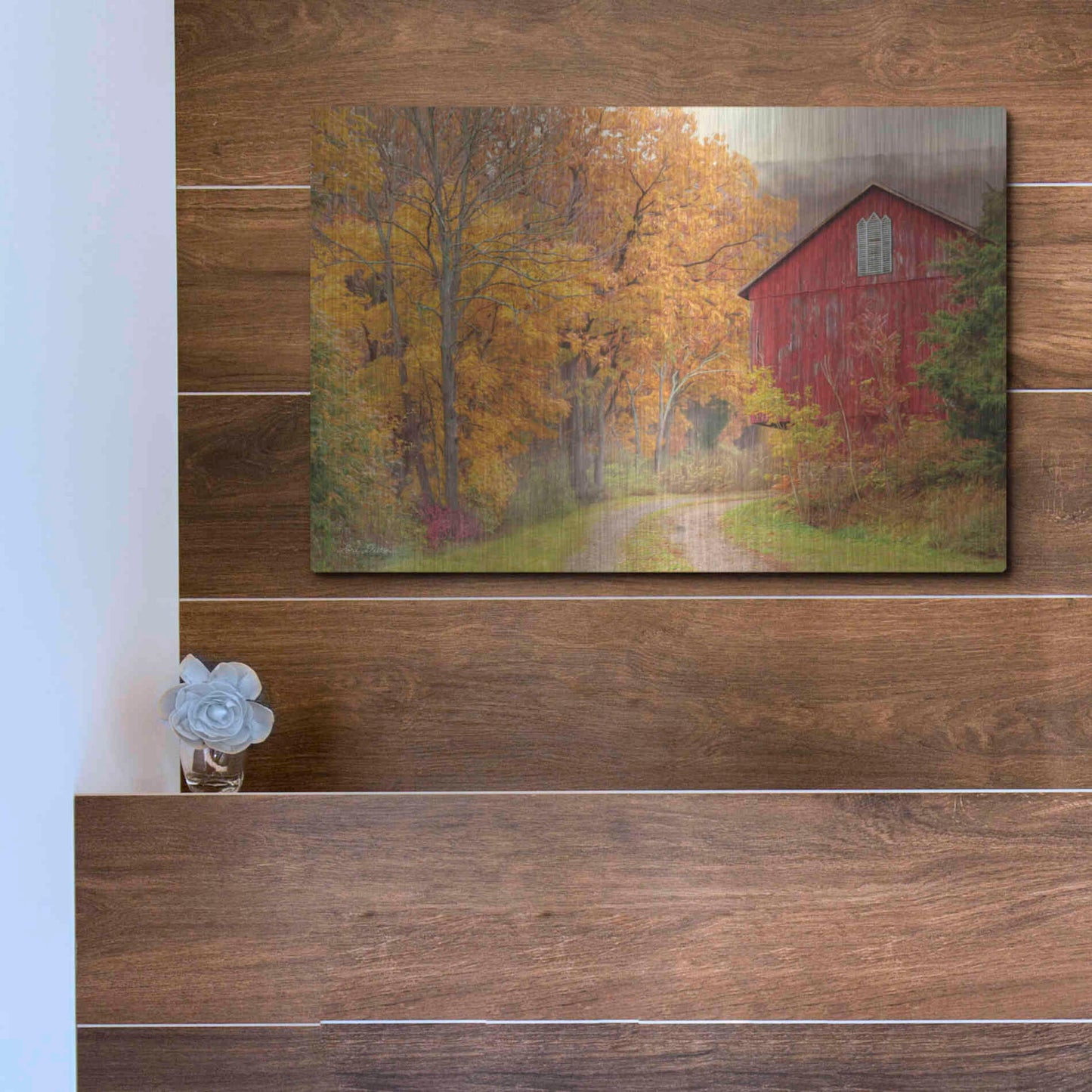 Luxe Metal Art 'Hidden Barn' by Lori Deiter, Metal Wall Art,16x12