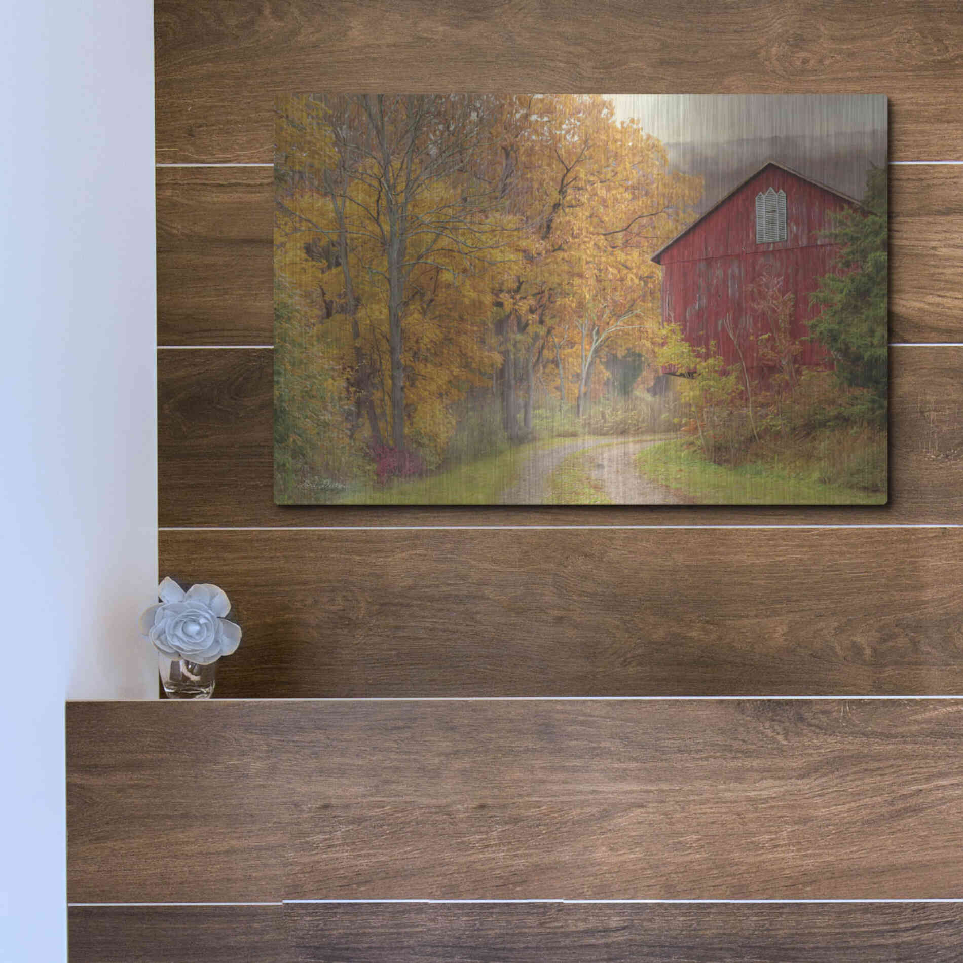 Luxe Metal Art 'Hidden Barn' by Lori Deiter, Metal Wall Art,16x12