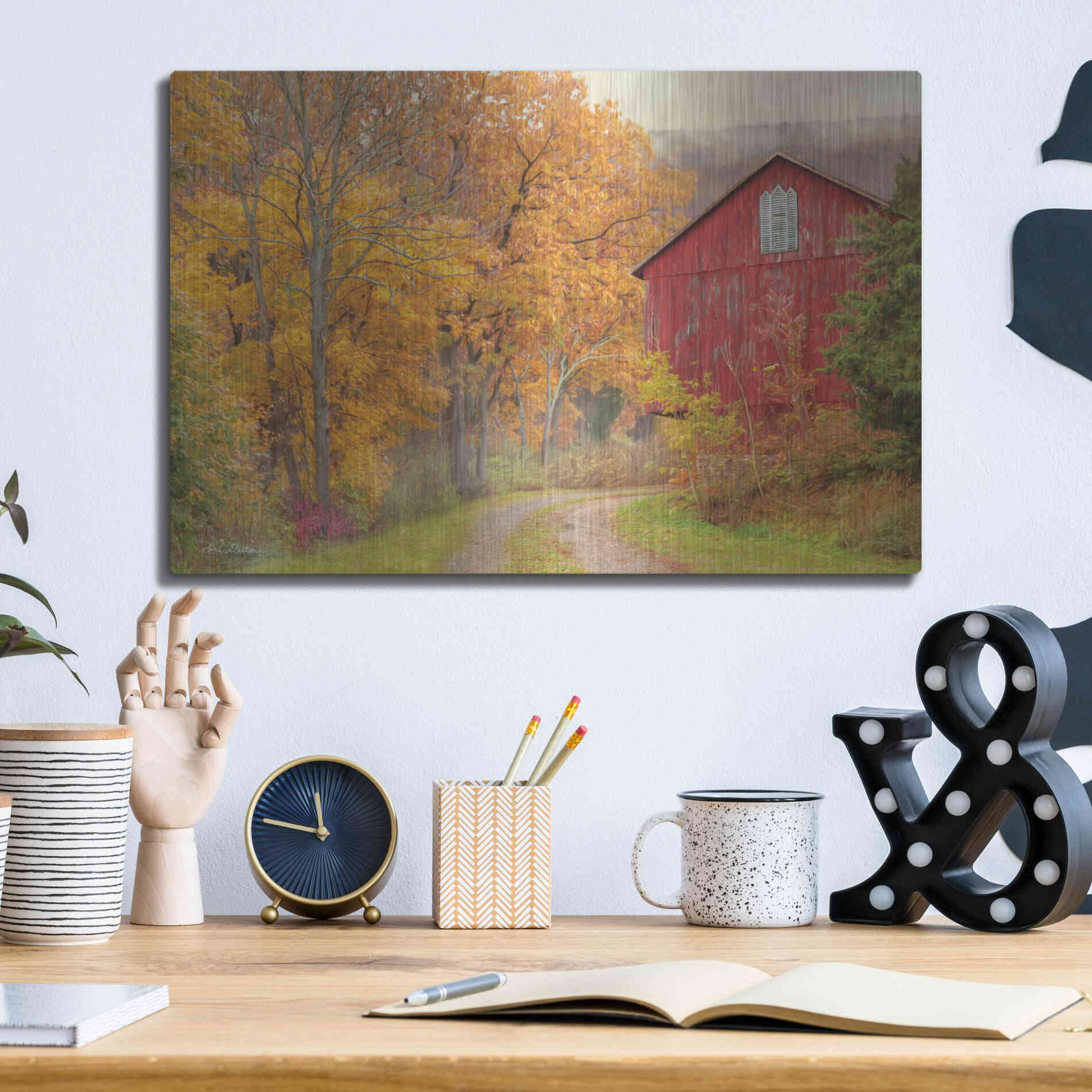 Luxe Metal Art 'Hidden Barn' by Lori Deiter, Metal Wall Art,16x12