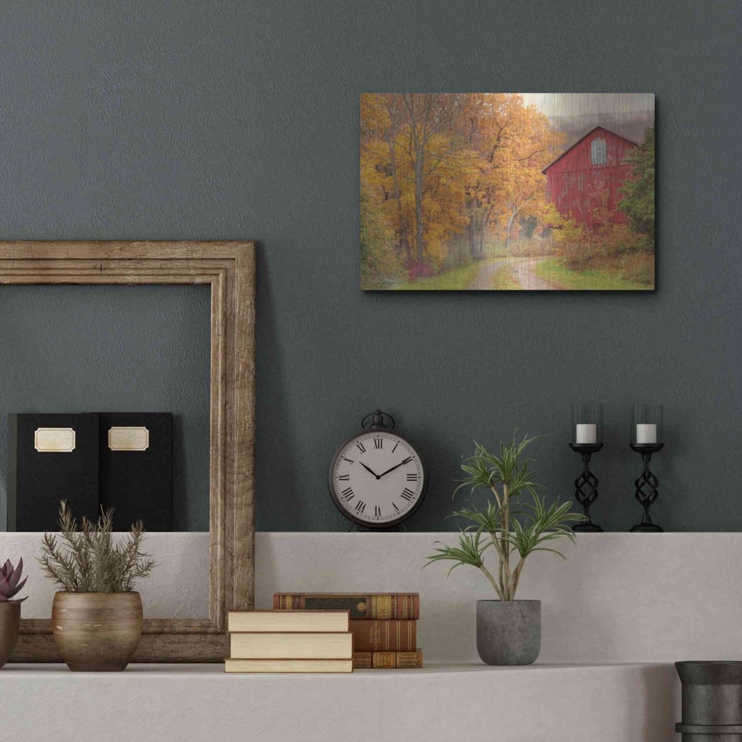 Luxe Metal Art 'Hidden Barn' by Lori Deiter, Metal Wall Art,16x12