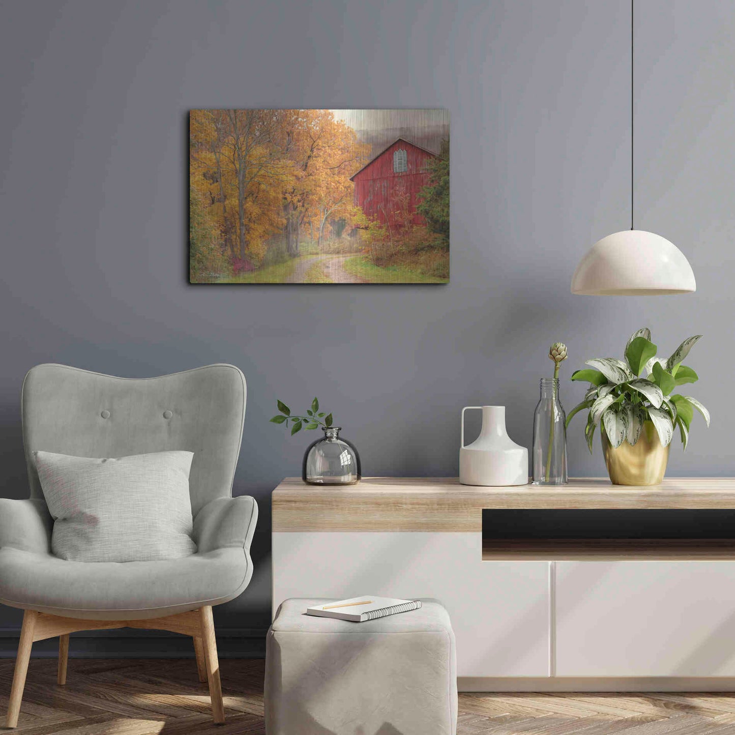 Luxe Metal Art 'Hidden Barn' by Lori Deiter, Metal Wall Art,24x16