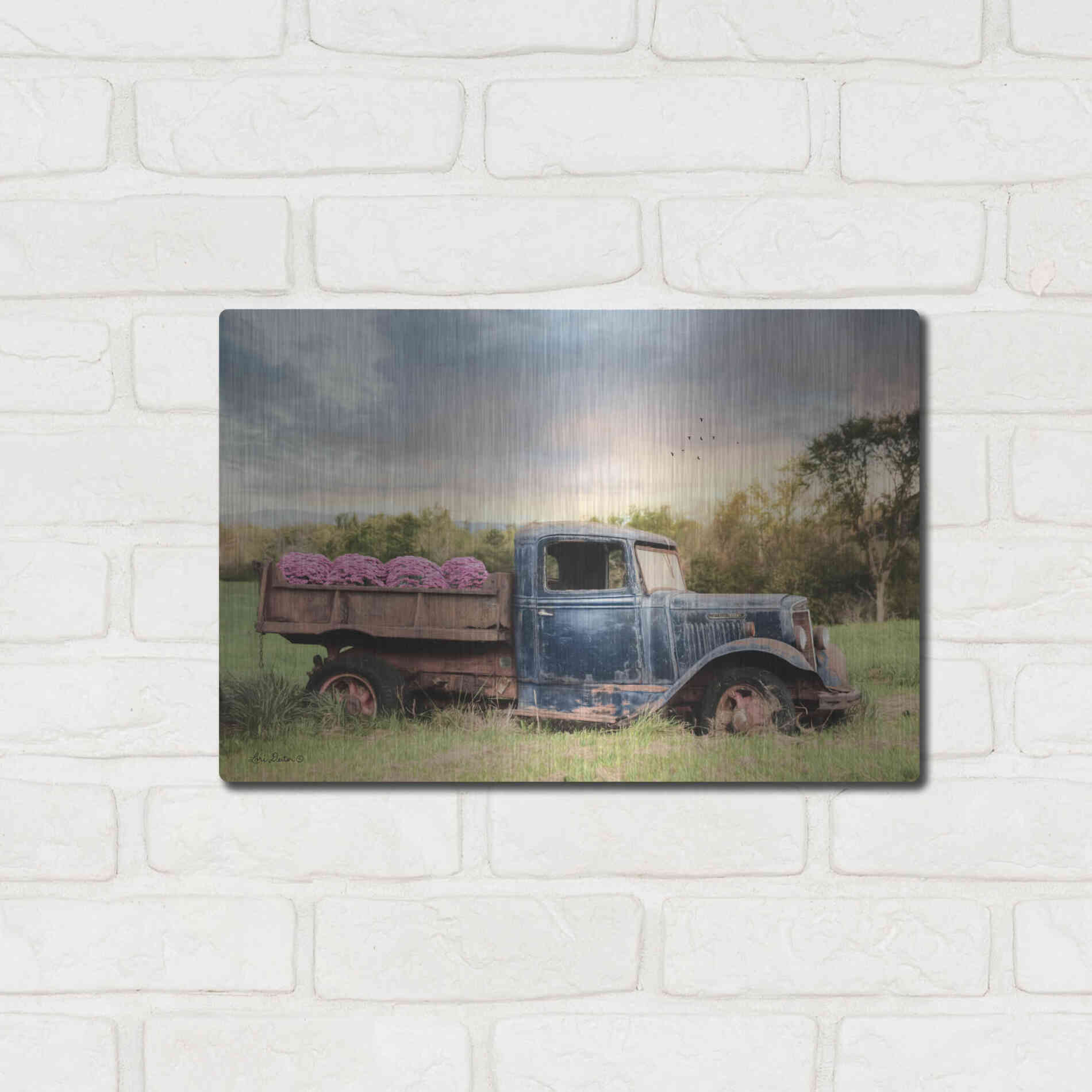 Luxe Metal Art 'Flower Delivery' by Lori Deiter, Metal Wall Art,16x12