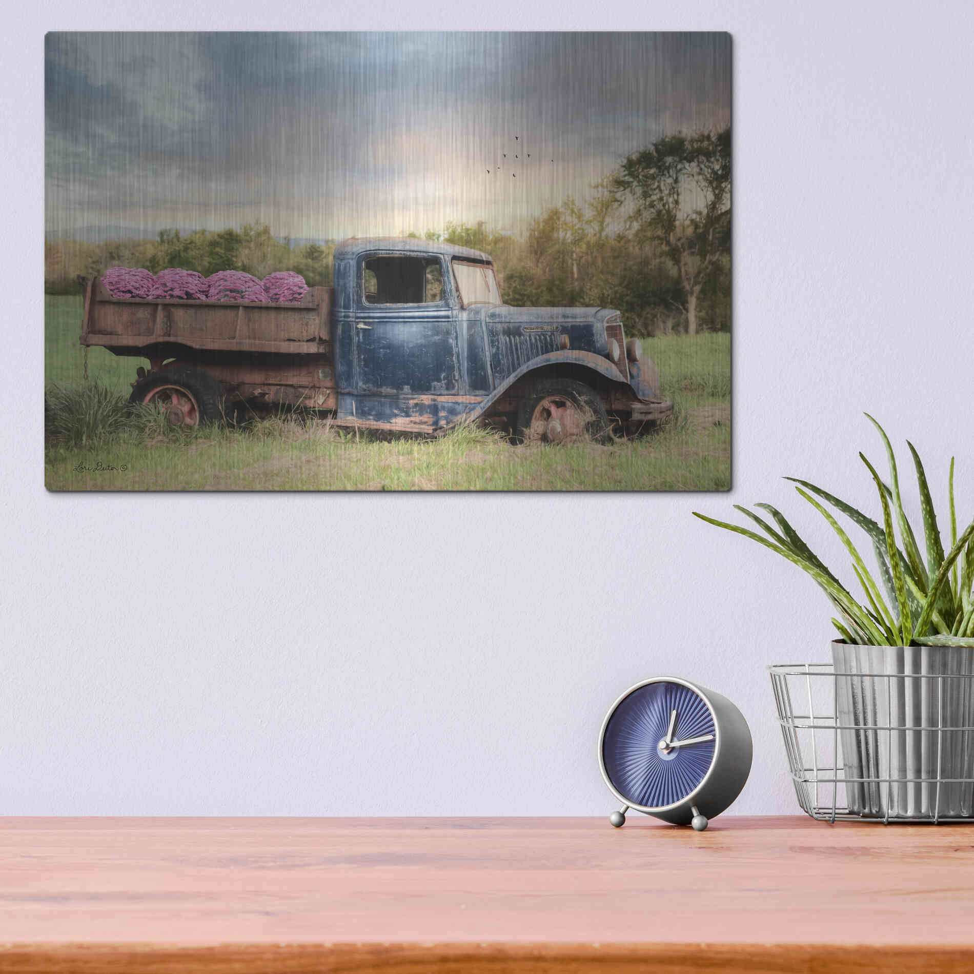 Luxe Metal Art 'Flower Delivery' by Lori Deiter, Metal Wall Art,16x12