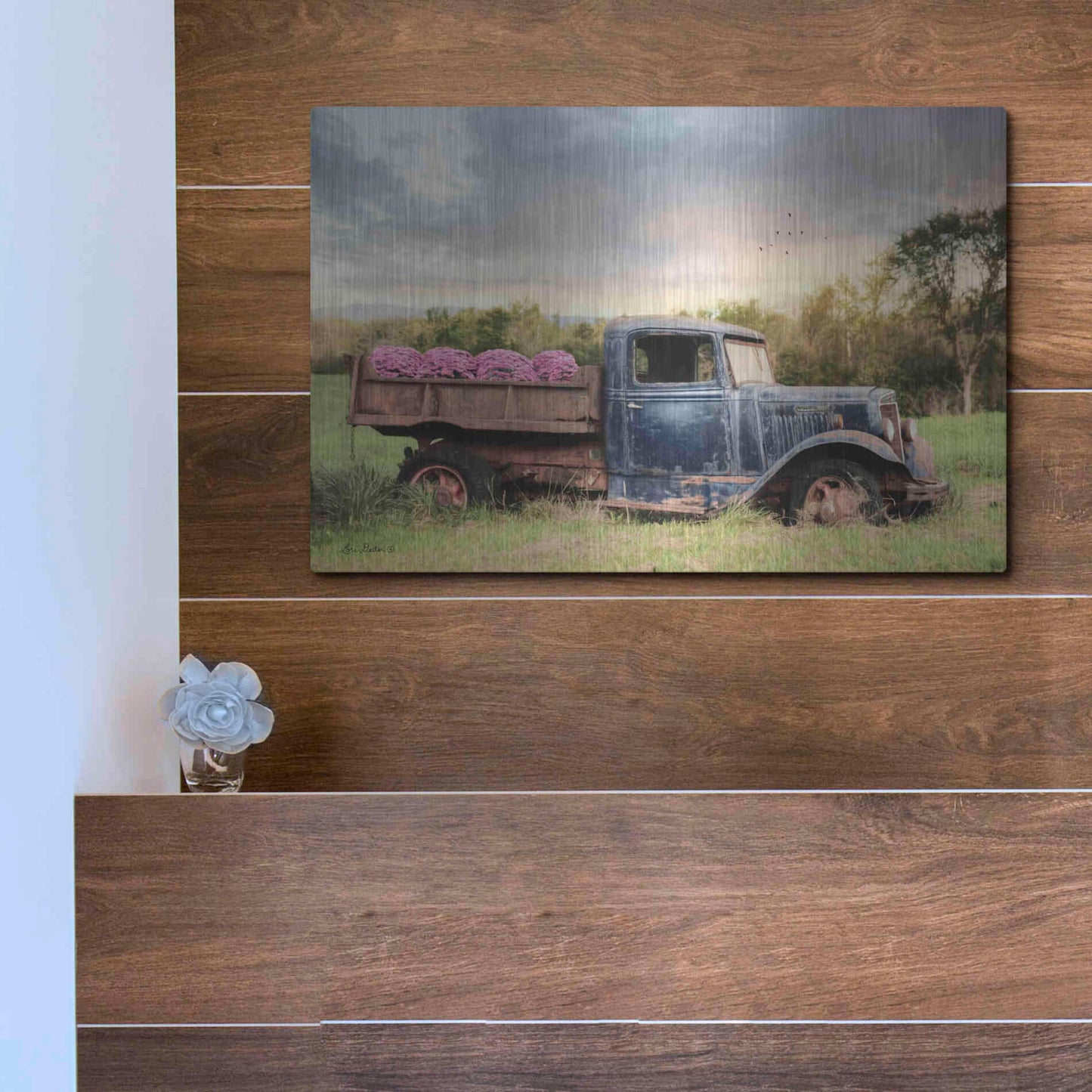 Luxe Metal Art 'Flower Delivery' by Lori Deiter, Metal Wall Art,16x12