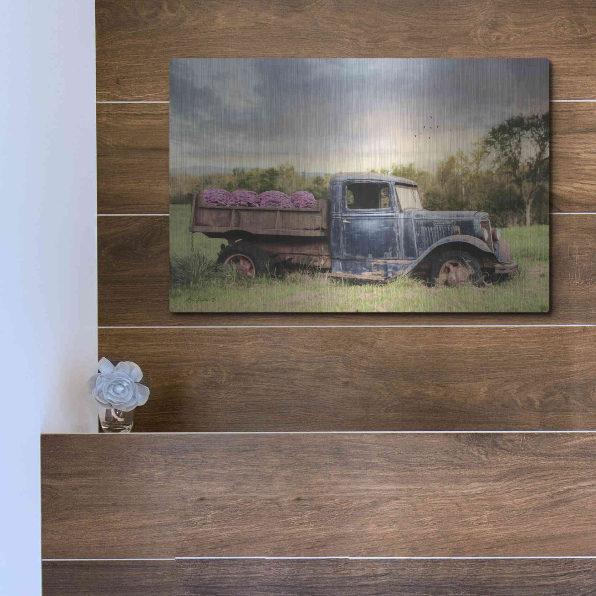 Luxe Metal Art 'Flower Delivery' by Lori Deiter, Metal Wall Art,16x12