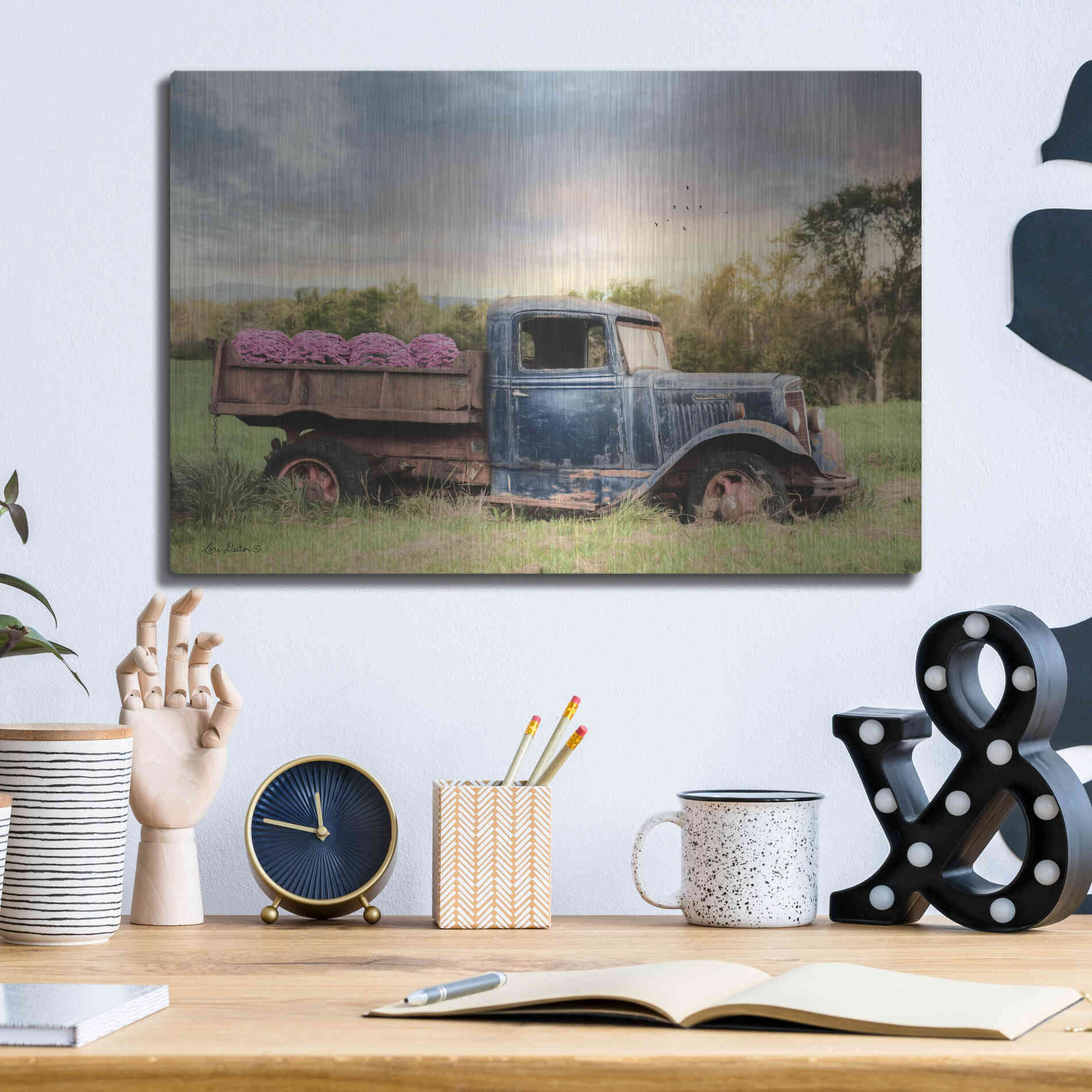 Luxe Metal Art 'Flower Delivery' by Lori Deiter, Metal Wall Art,16x12