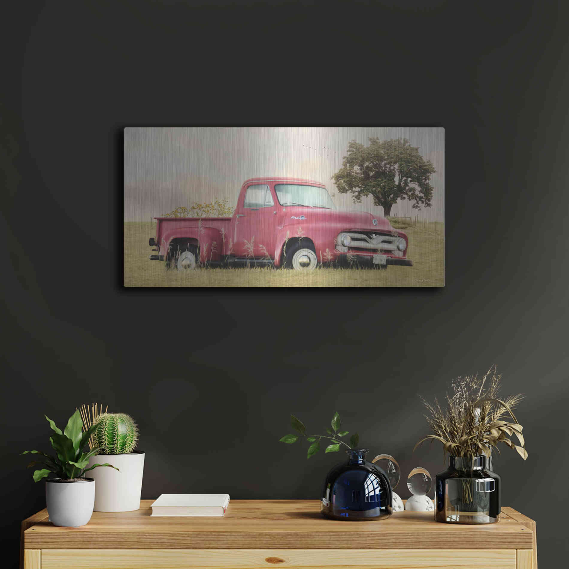 Luxe Metal Art 'Country Parking Spot' by Lori Deiter, Metal Wall Art,24x12