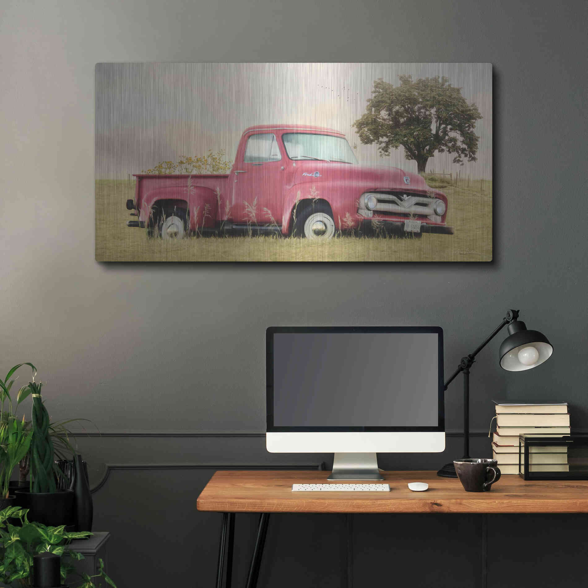 Luxe Metal Art 'Country Parking Spot' by Lori Deiter, Metal Wall Art,48x24