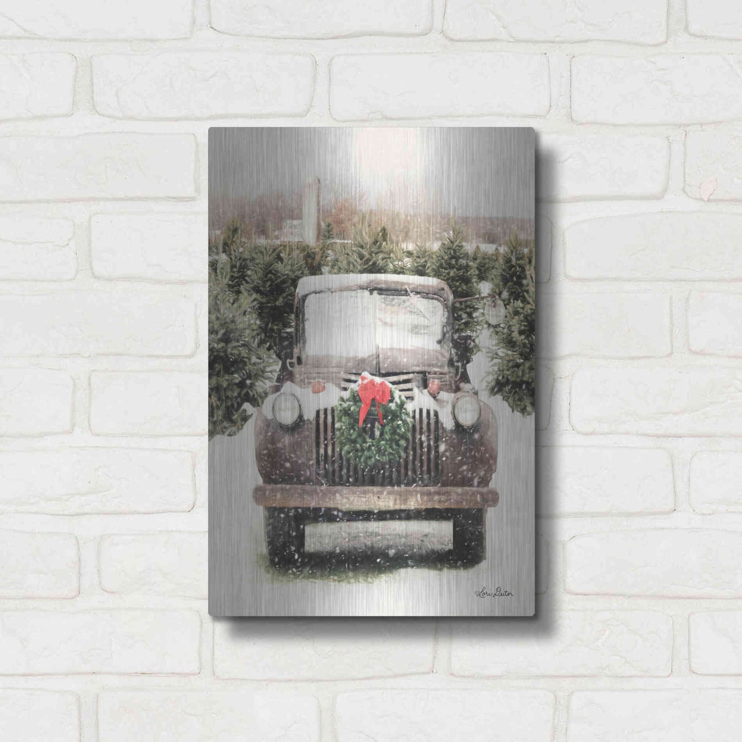 Luxe Metal Art 'Winter at the Tree Farm' by Lori Deiter, Metal Wall Art,12x16