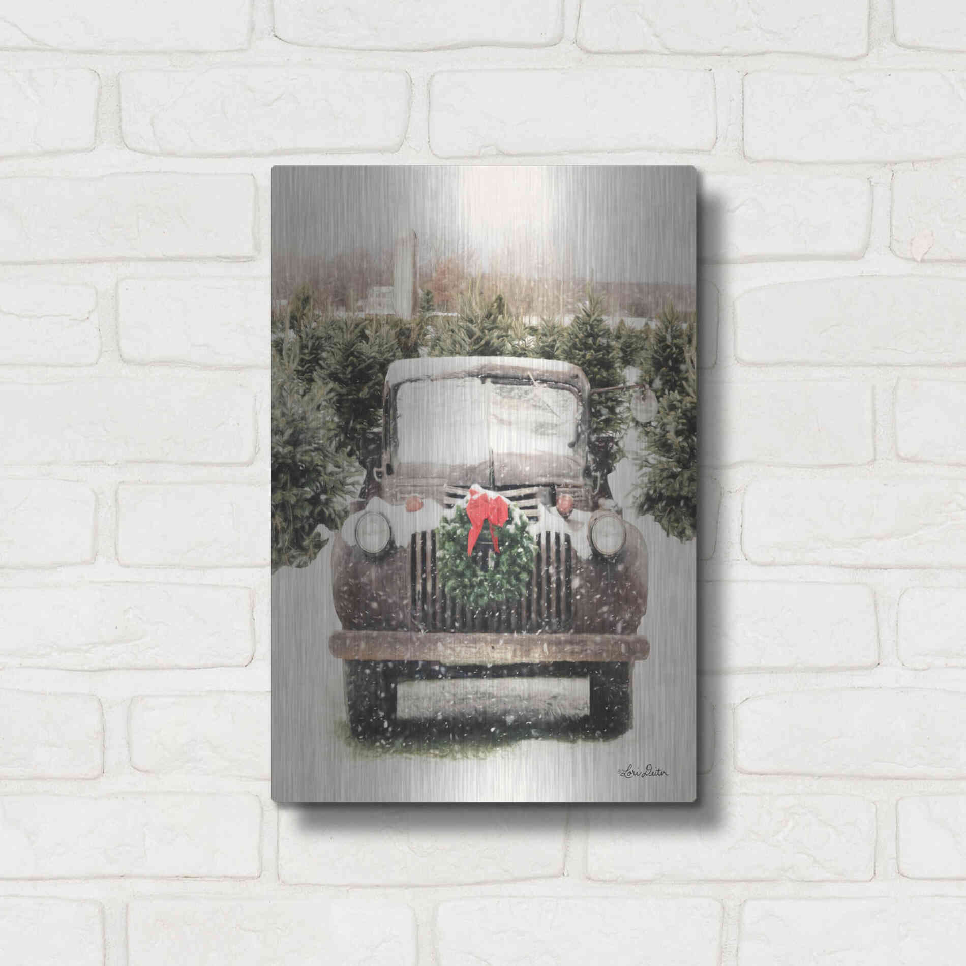 Luxe Metal Art 'Winter at the Tree Farm' by Lori Deiter, Metal Wall Art,12x16