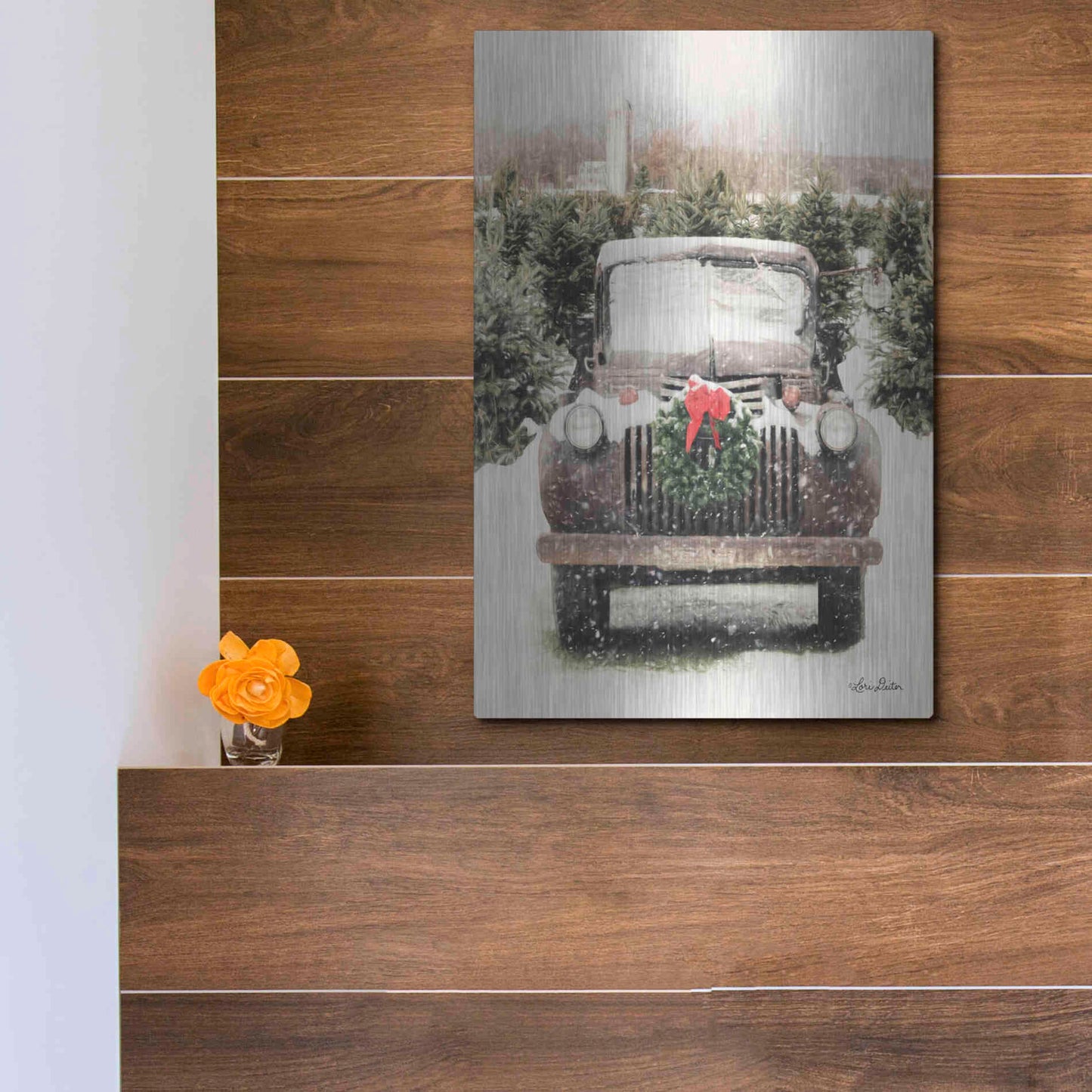Luxe Metal Art 'Winter at the Tree Farm' by Lori Deiter, Metal Wall Art,12x16