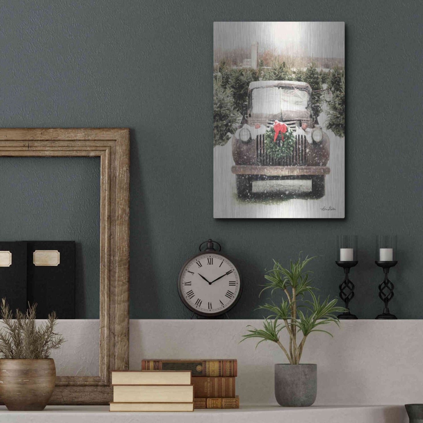 Luxe Metal Art 'Winter at the Tree Farm' by Lori Deiter, Metal Wall Art,12x16