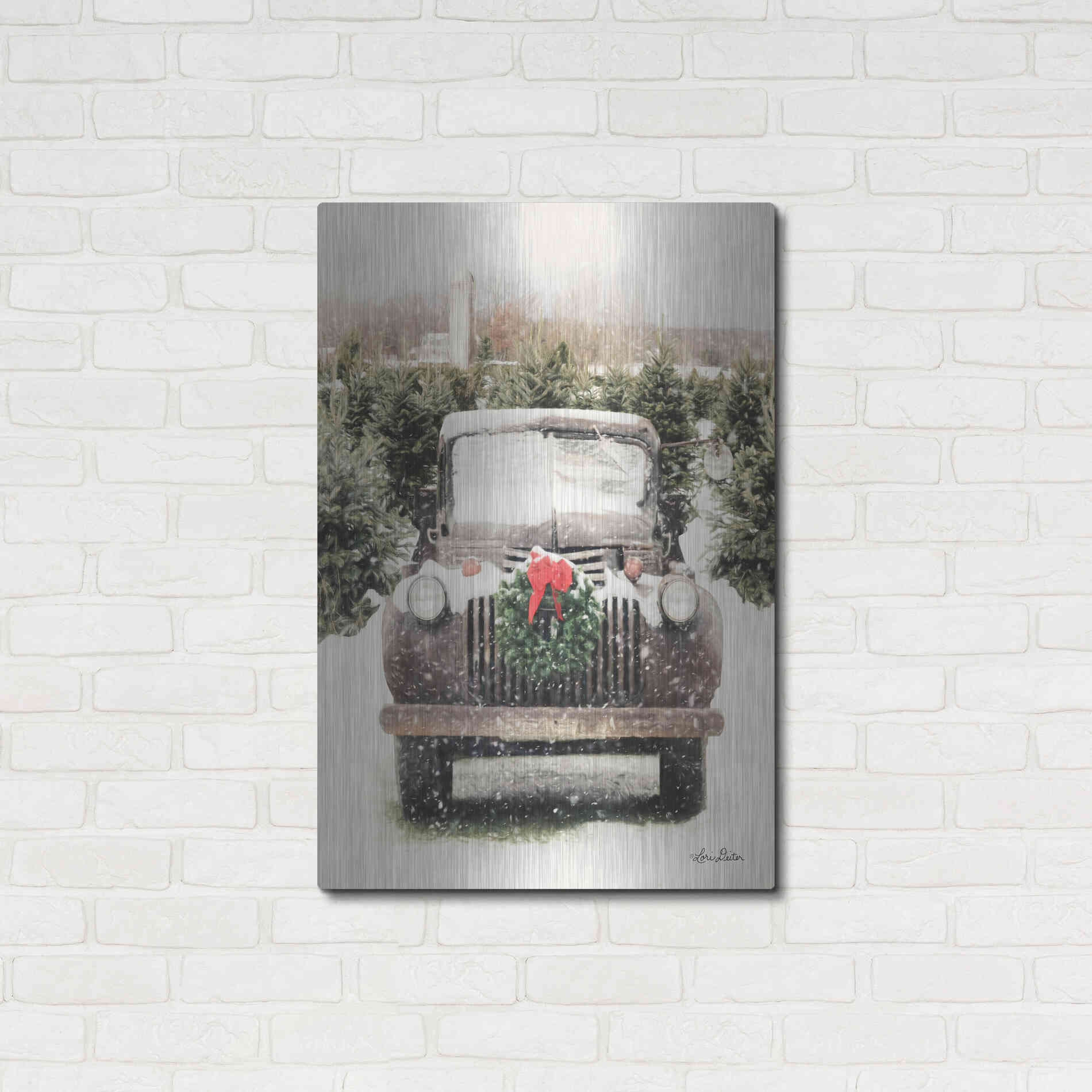 Luxe Metal Art 'Winter at the Tree Farm' by Lori Deiter, Metal Wall Art,24x36