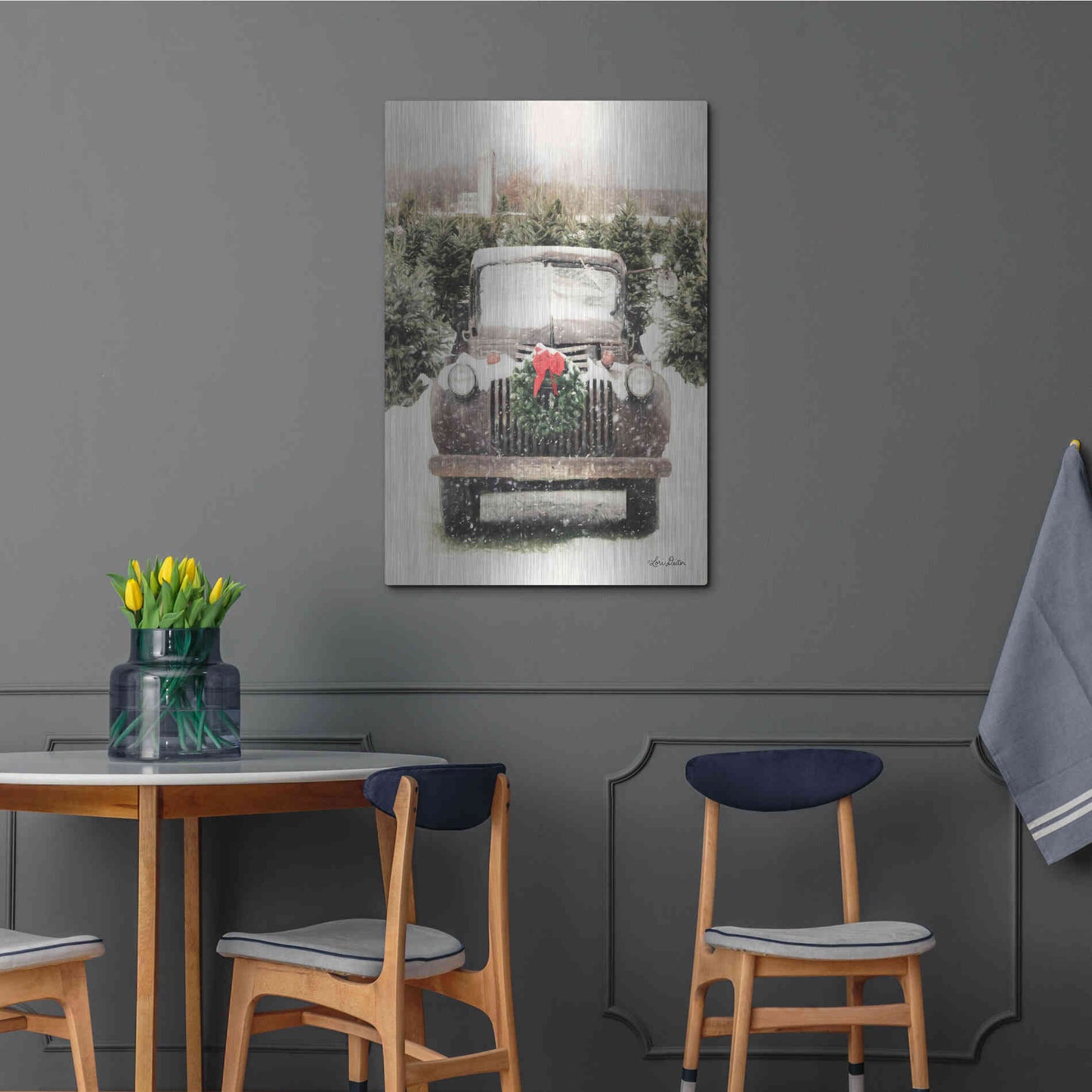 Luxe Metal Art 'Winter at the Tree Farm' by Lori Deiter, Metal Wall Art,24x36