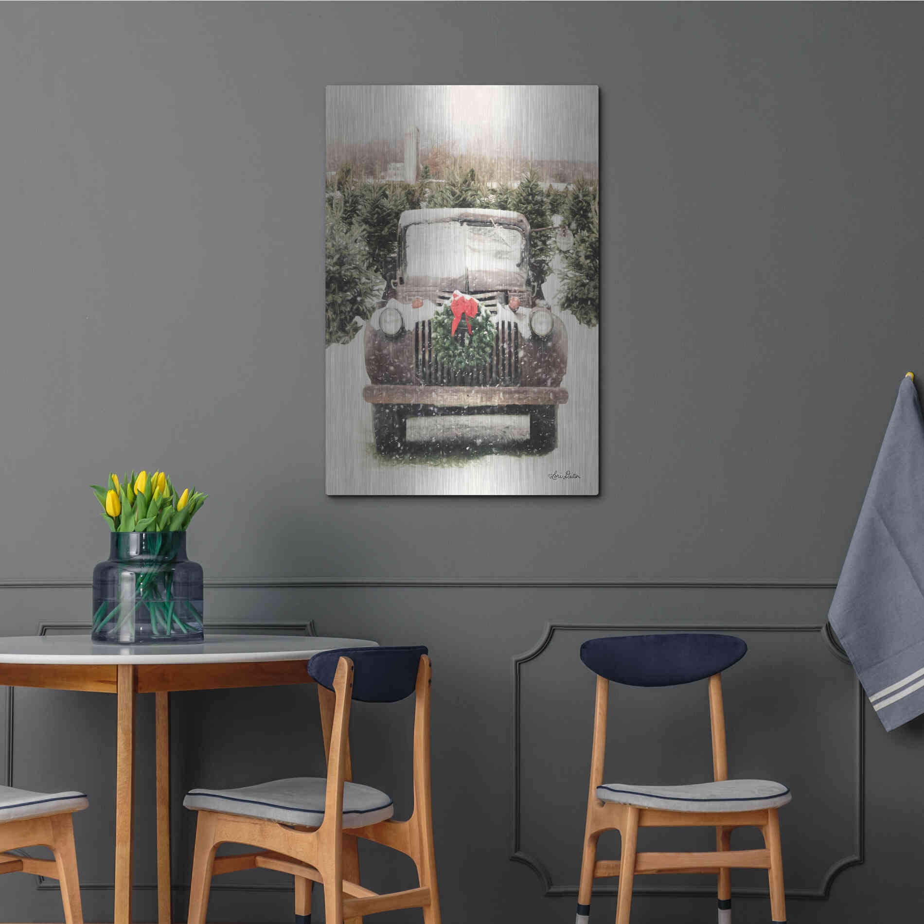 Luxe Metal Art 'Winter at the Tree Farm' by Lori Deiter, Metal Wall Art,24x36