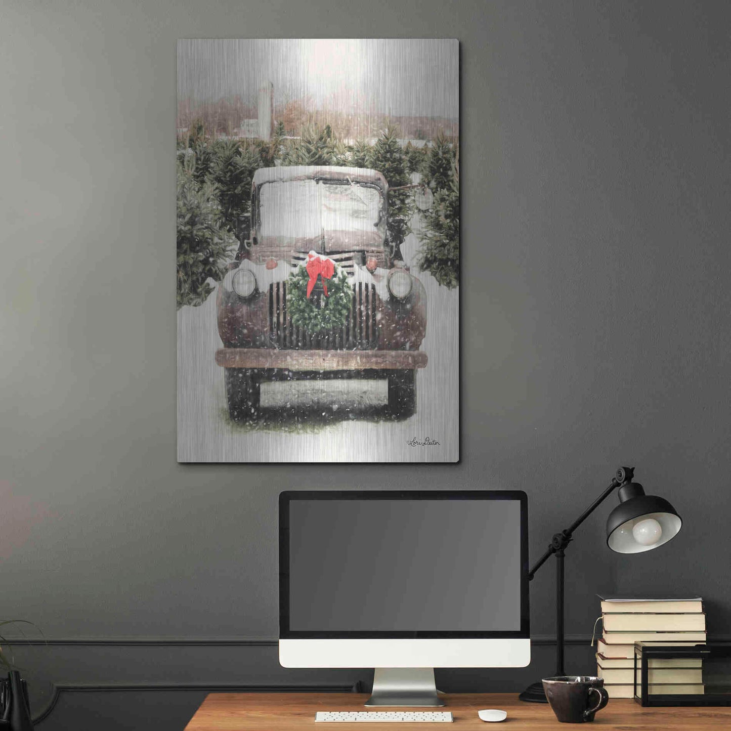 Luxe Metal Art 'Winter at the Tree Farm' by Lori Deiter, Metal Wall Art,24x36