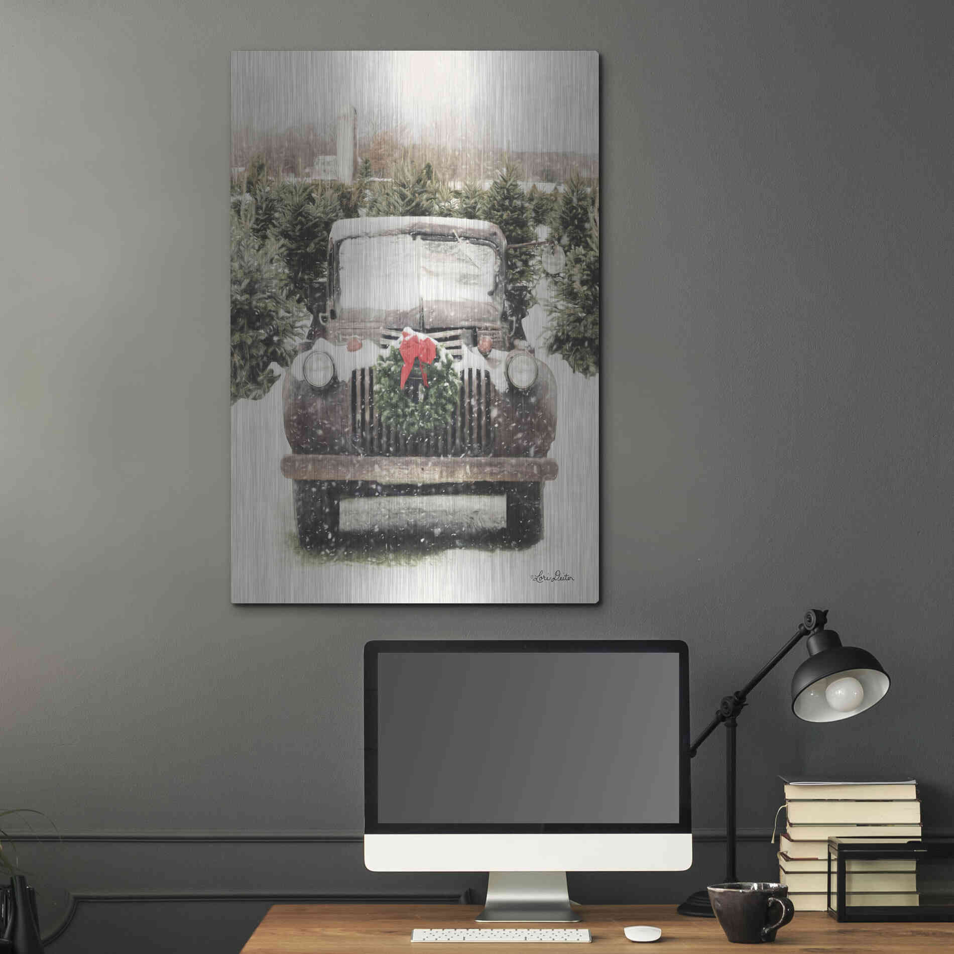 Luxe Metal Art 'Winter at the Tree Farm' by Lori Deiter, Metal Wall Art,24x36