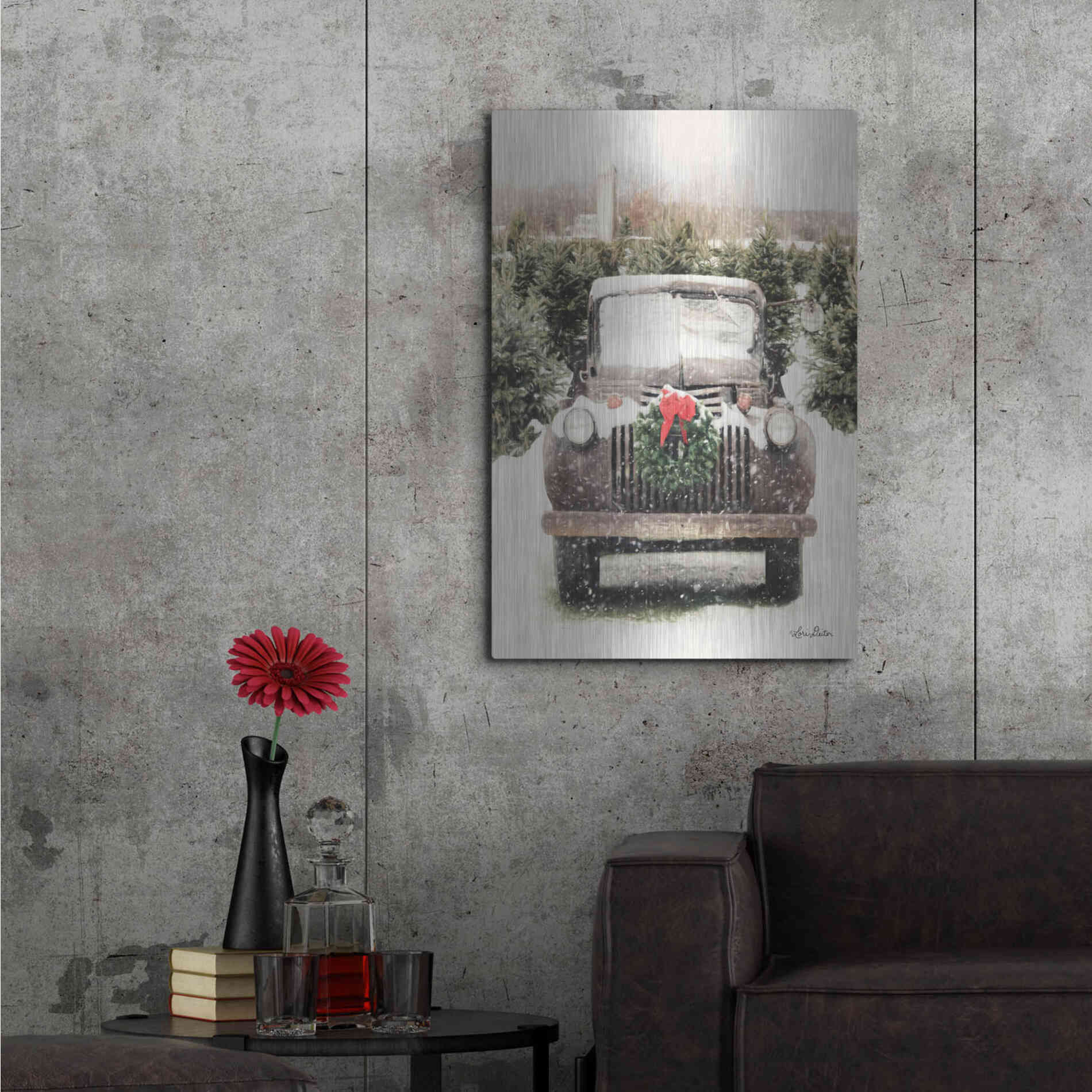 Luxe Metal Art 'Winter at the Tree Farm' by Lori Deiter, Metal Wall Art,24x36
