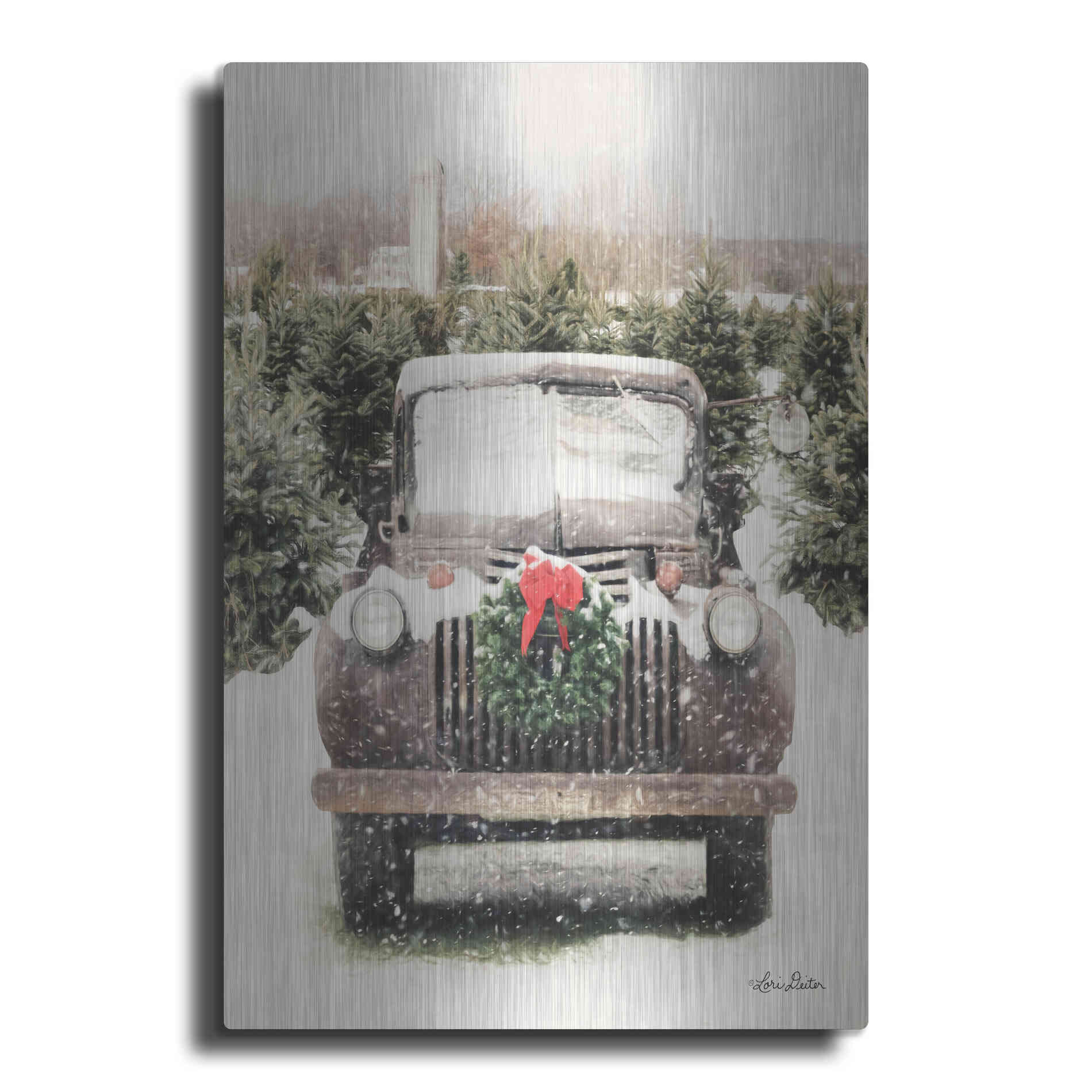 Luxe Metal Art 'Winter at the Tree Farm' by Lori Deiter, Metal Wall Art