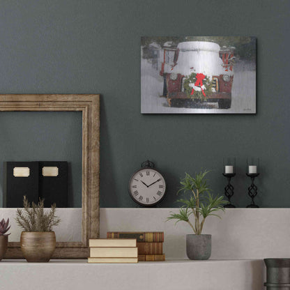 Luxe Metal Art 'Christmas Farm Truck' by Lori Deiter, Metal Wall Art,16x12