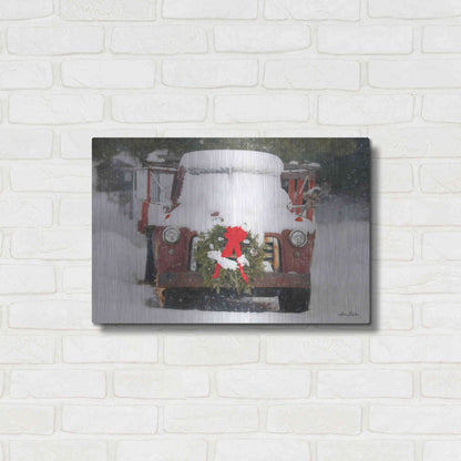 Luxe Metal Art 'Christmas Farm Truck' by Lori Deiter, Metal Wall Art,24x16