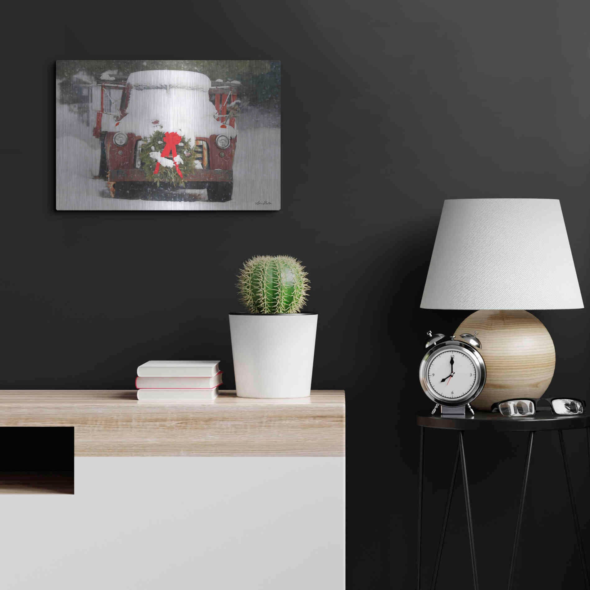 Luxe Metal Art 'Christmas Farm Truck' by Lori Deiter, Metal Wall Art,24x16