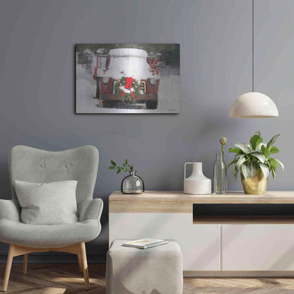 Luxe Metal Art 'Christmas Farm Truck' by Lori Deiter, Metal Wall Art,24x16