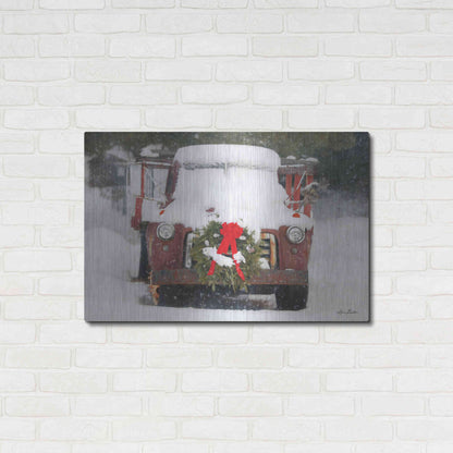 Luxe Metal Art 'Christmas Farm Truck' by Lori Deiter, Metal Wall Art,36x24