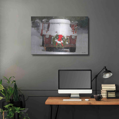 Luxe Metal Art 'Christmas Farm Truck' by Lori Deiter, Metal Wall Art,36x24