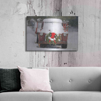 Luxe Metal Art 'Christmas Farm Truck' by Lori Deiter, Metal Wall Art,36x24
