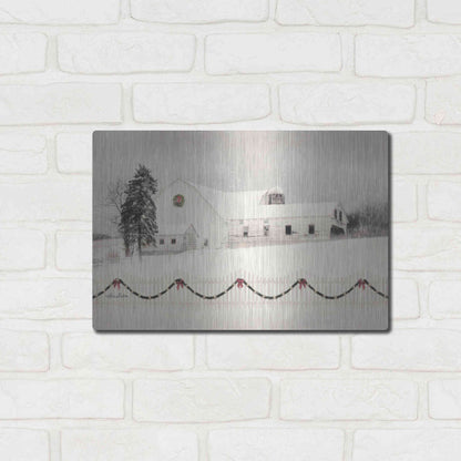 Luxe Metal Art 'Snowy Barn on a Hill' by Lori Deiter, Metal Wall Art,16x12