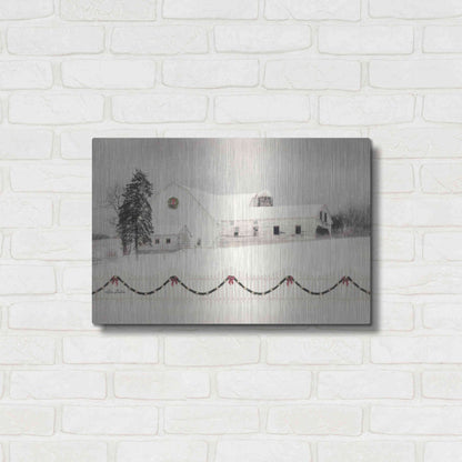 Luxe Metal Art 'Snowy Barn on a Hill' by Lori Deiter, Metal Wall Art,24x16