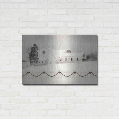 Luxe Metal Art 'Snowy Barn on a Hill' by Lori Deiter, Metal Wall Art,36x24