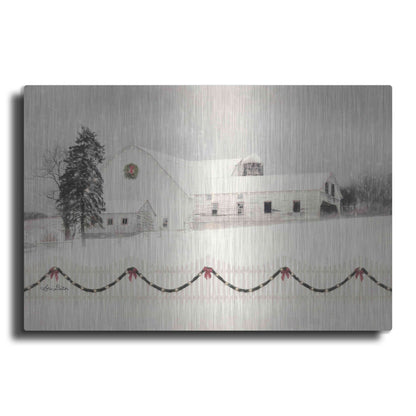 Luxe Metal Art 'Snowy Barn on a Hill' by Lori Deiter, Metal Wall Art