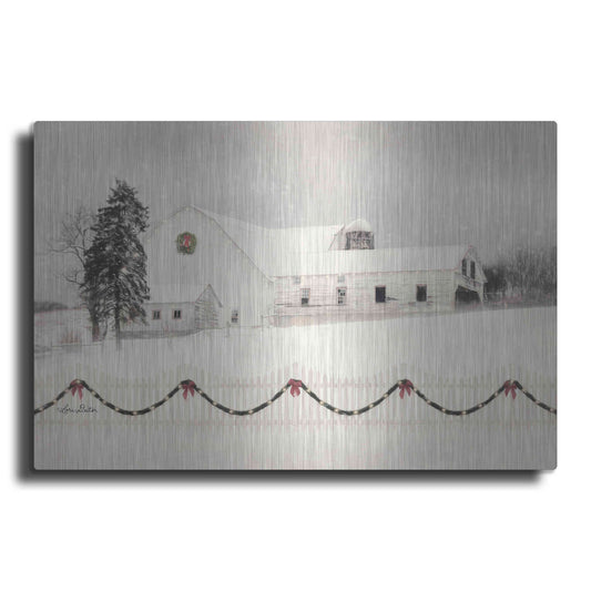 Luxe Metal Art 'Snowy Barn on a Hill' by Lori Deiter, Metal Wall Art
