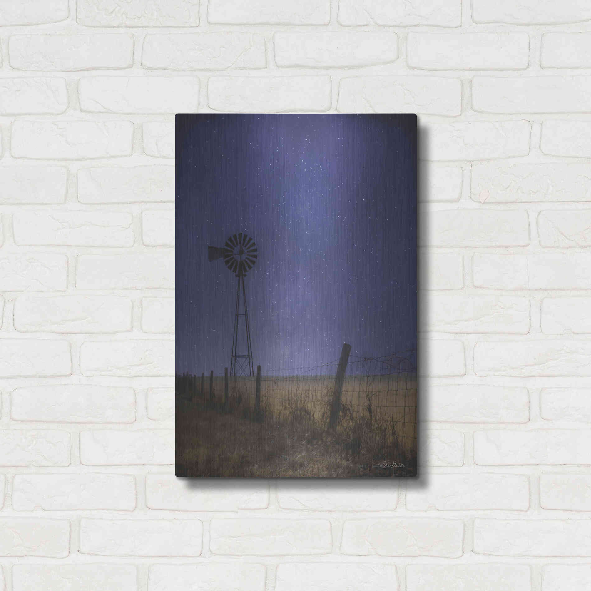 Luxe Metal Art 'Starlit Night' by Lori Deiter, Metal Wall Art,16x24