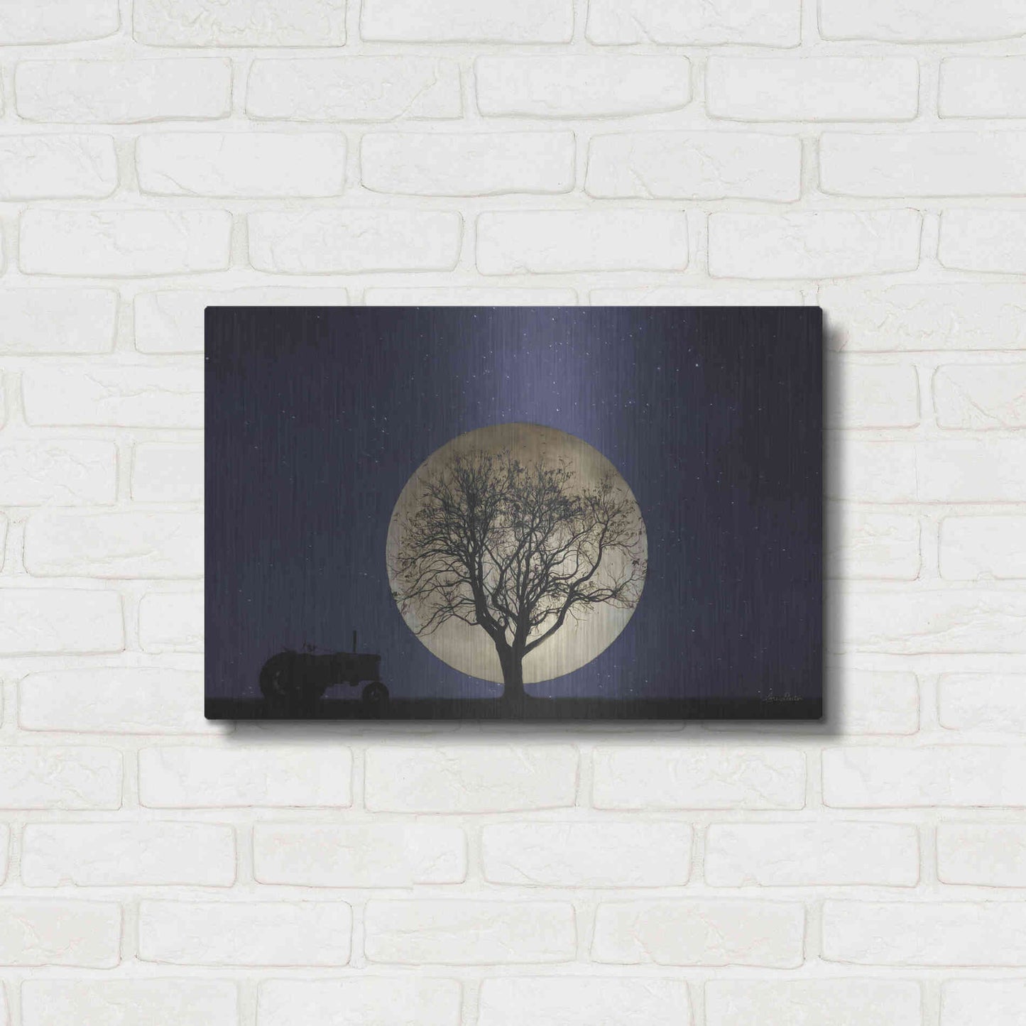 Luxe Metal Art 'Full Moon Country Night' by Lori Deiter, Metal Wall Art,24x16