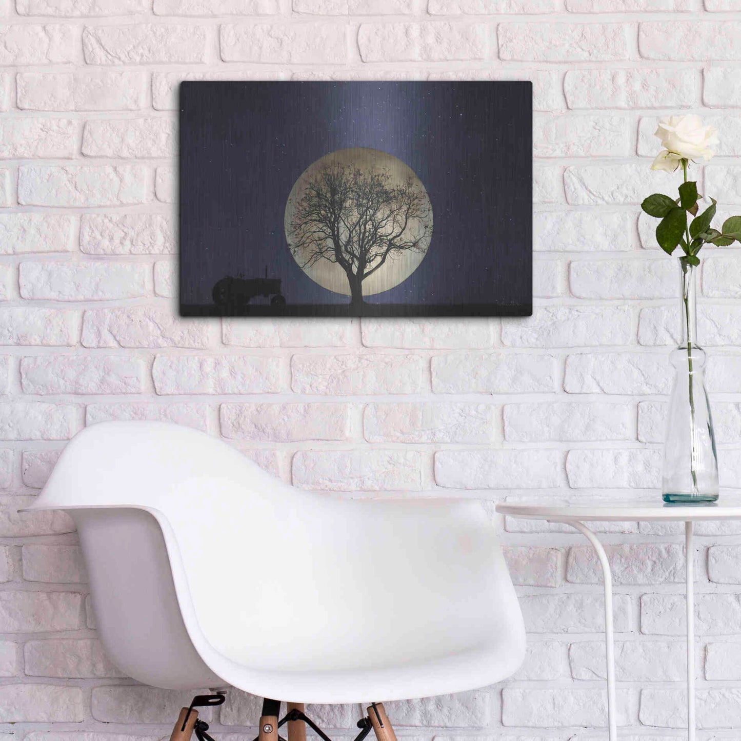 Luxe Metal Art 'Full Moon Country Night' by Lori Deiter, Metal Wall Art,24x16