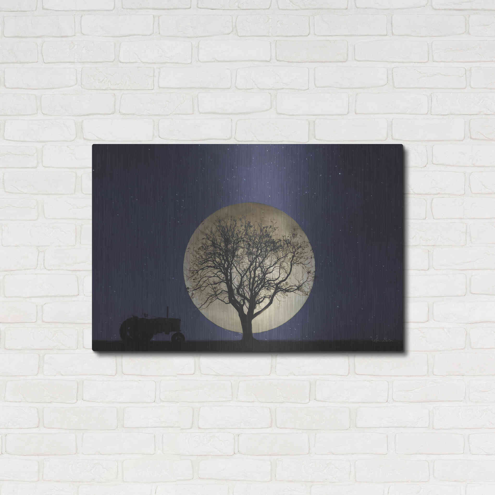 Luxe Metal Art 'Full Moon Country Night' by Lori Deiter, Metal Wall Art,36x24