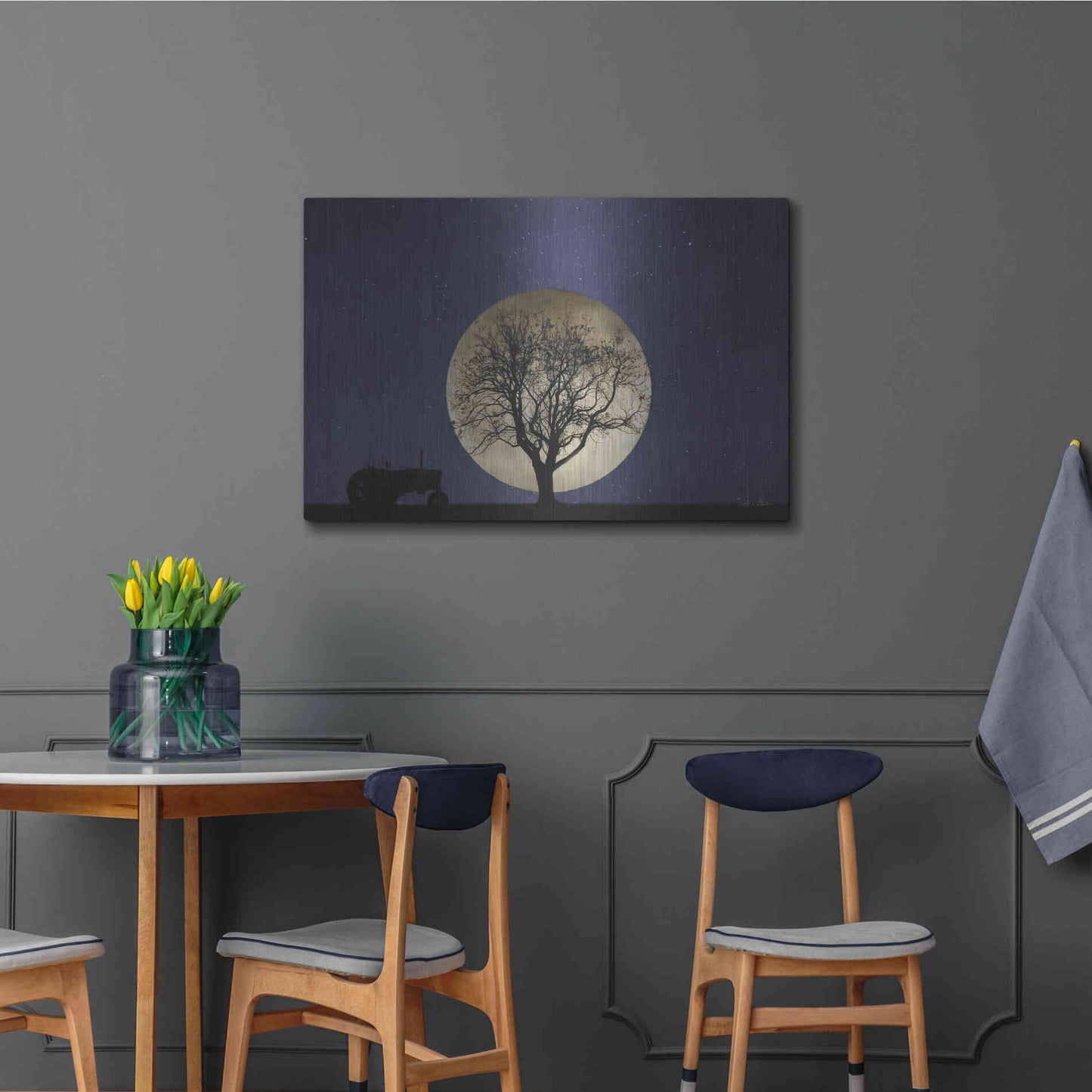 Luxe Metal Art 'Full Moon Country Night' by Lori Deiter, Metal Wall Art,36x24