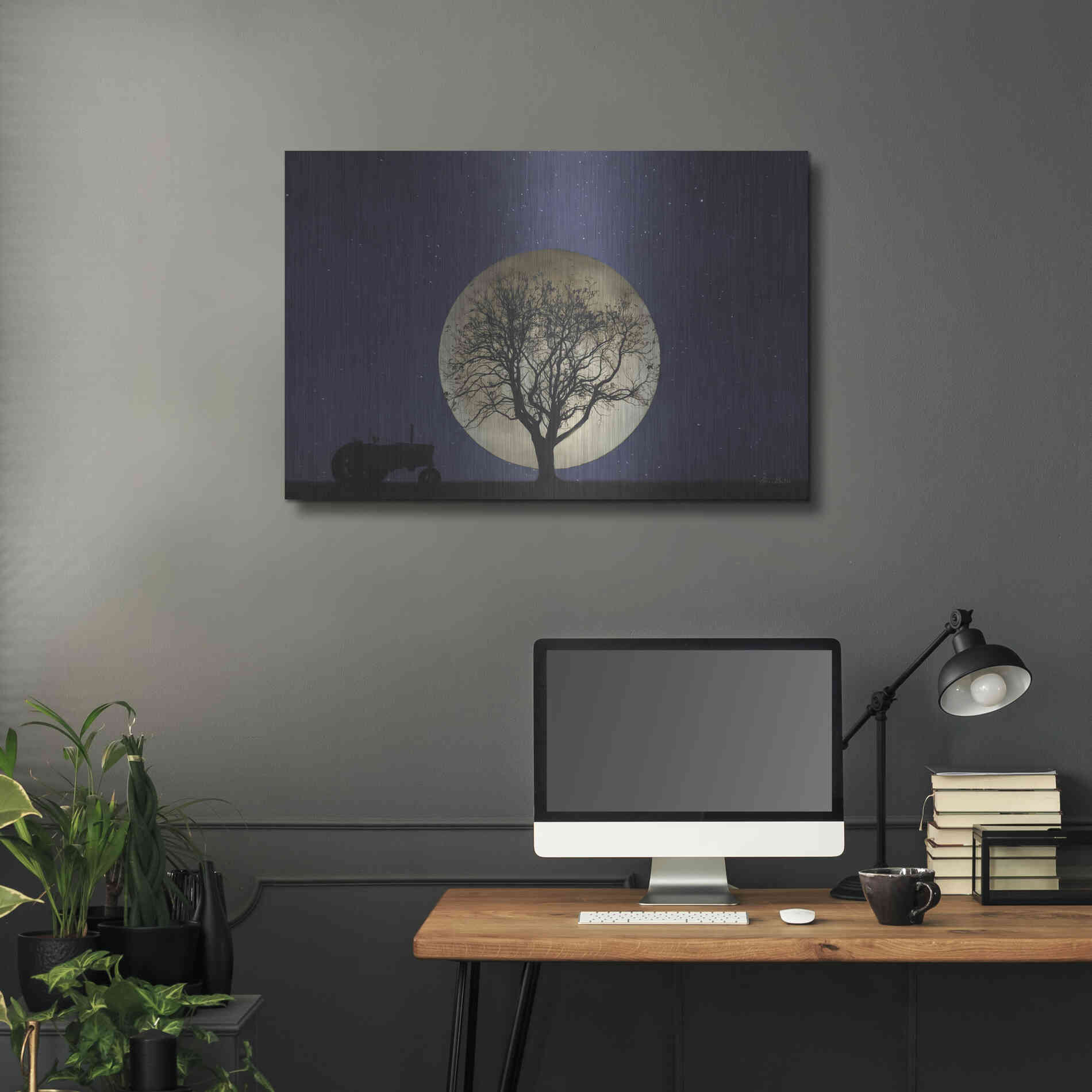 Luxe Metal Art 'Full Moon Country Night' by Lori Deiter, Metal Wall Art,36x24