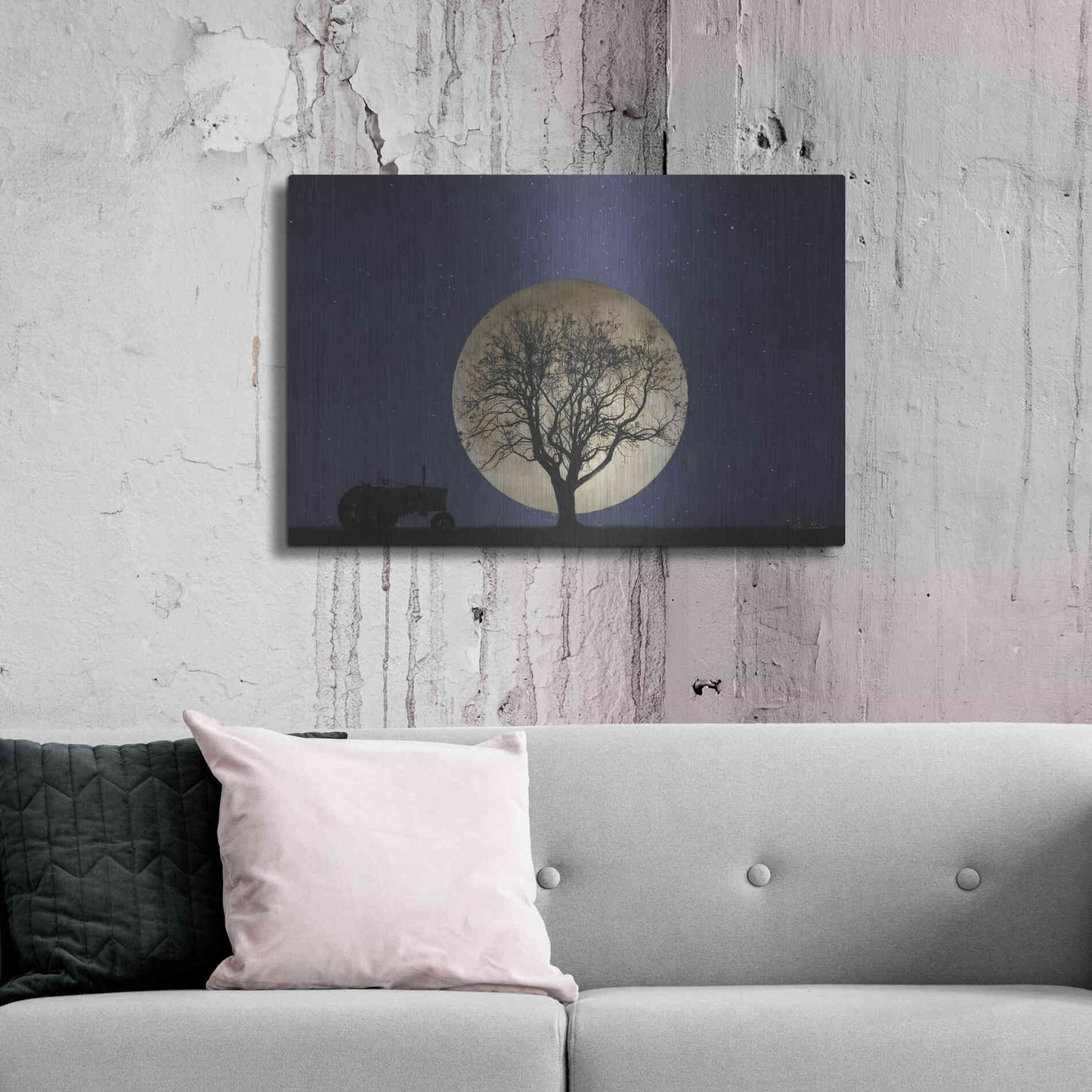 Luxe Metal Art 'Full Moon Country Night' by Lori Deiter, Metal Wall Art,36x24