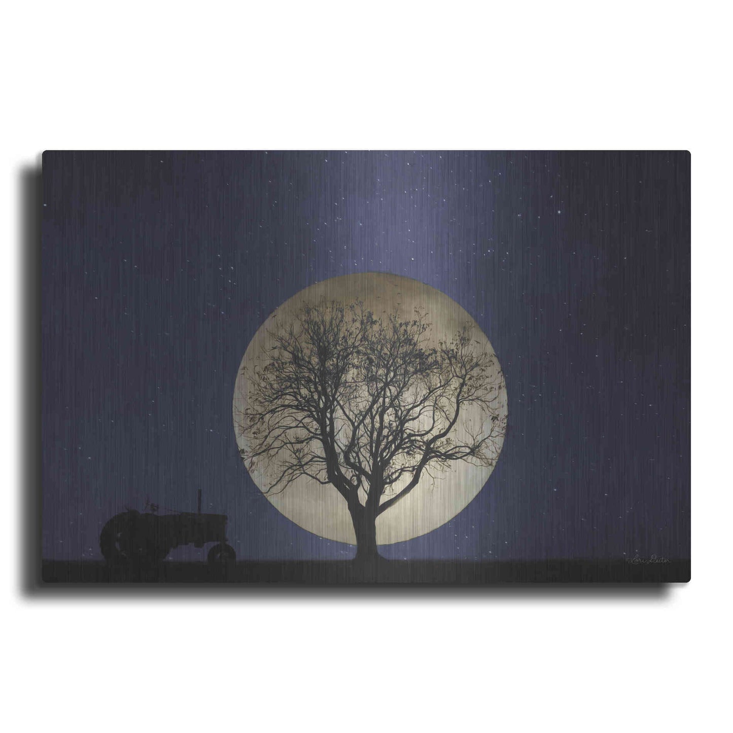 Luxe Metal Art 'Full Moon Country Night' by Lori Deiter, Metal Wall Art