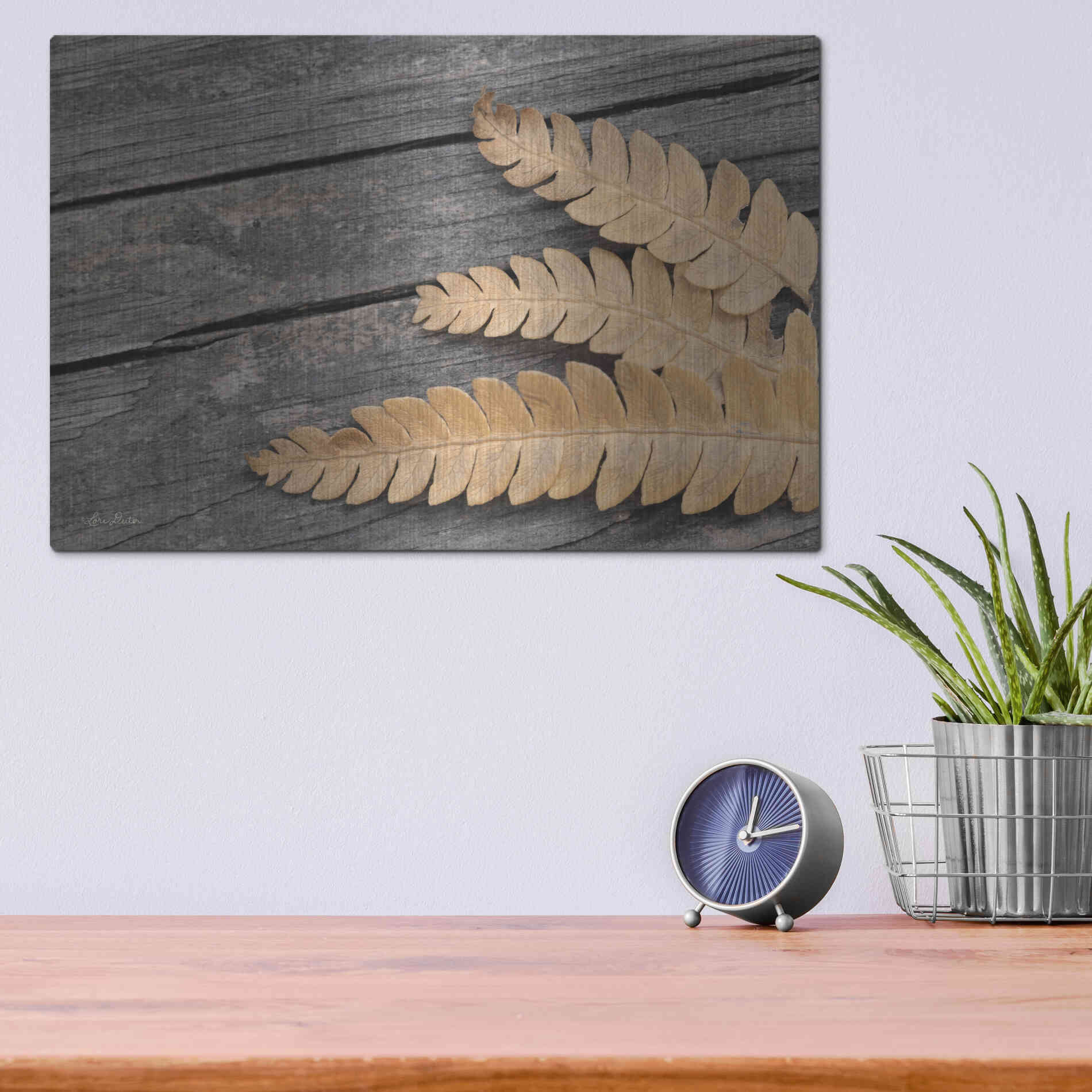 Luxe Metal Art 'Gold on Black VI' by Lori Deiter, Metal Wall Art,16x12