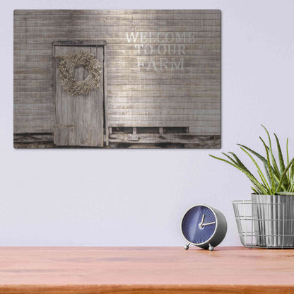 Luxe Metal Art 'Welcome to Our Farm' by Lori Deiter, Metal Wall Art,16x12