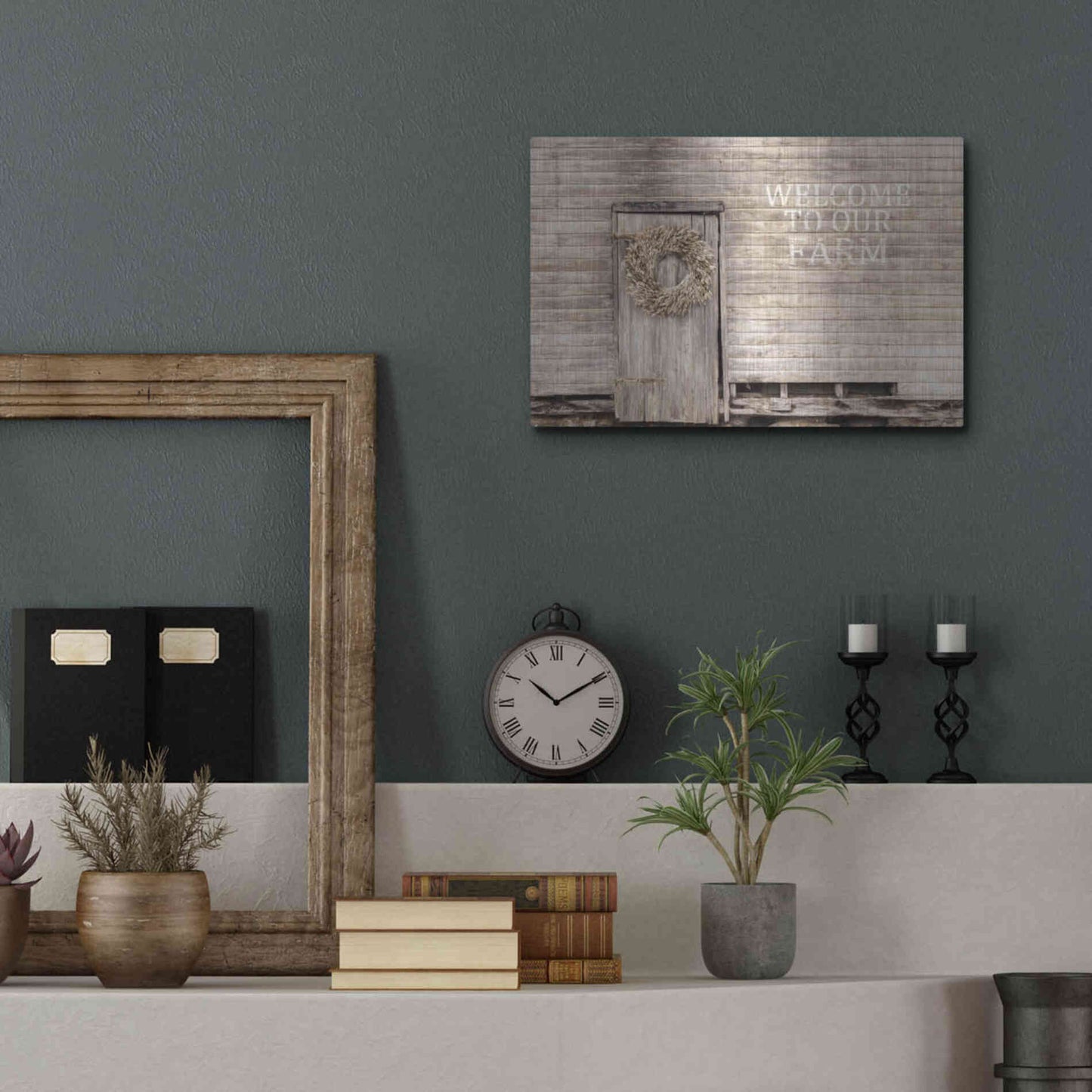 Luxe Metal Art 'Welcome to Our Farm' by Lori Deiter, Metal Wall Art,16x12
