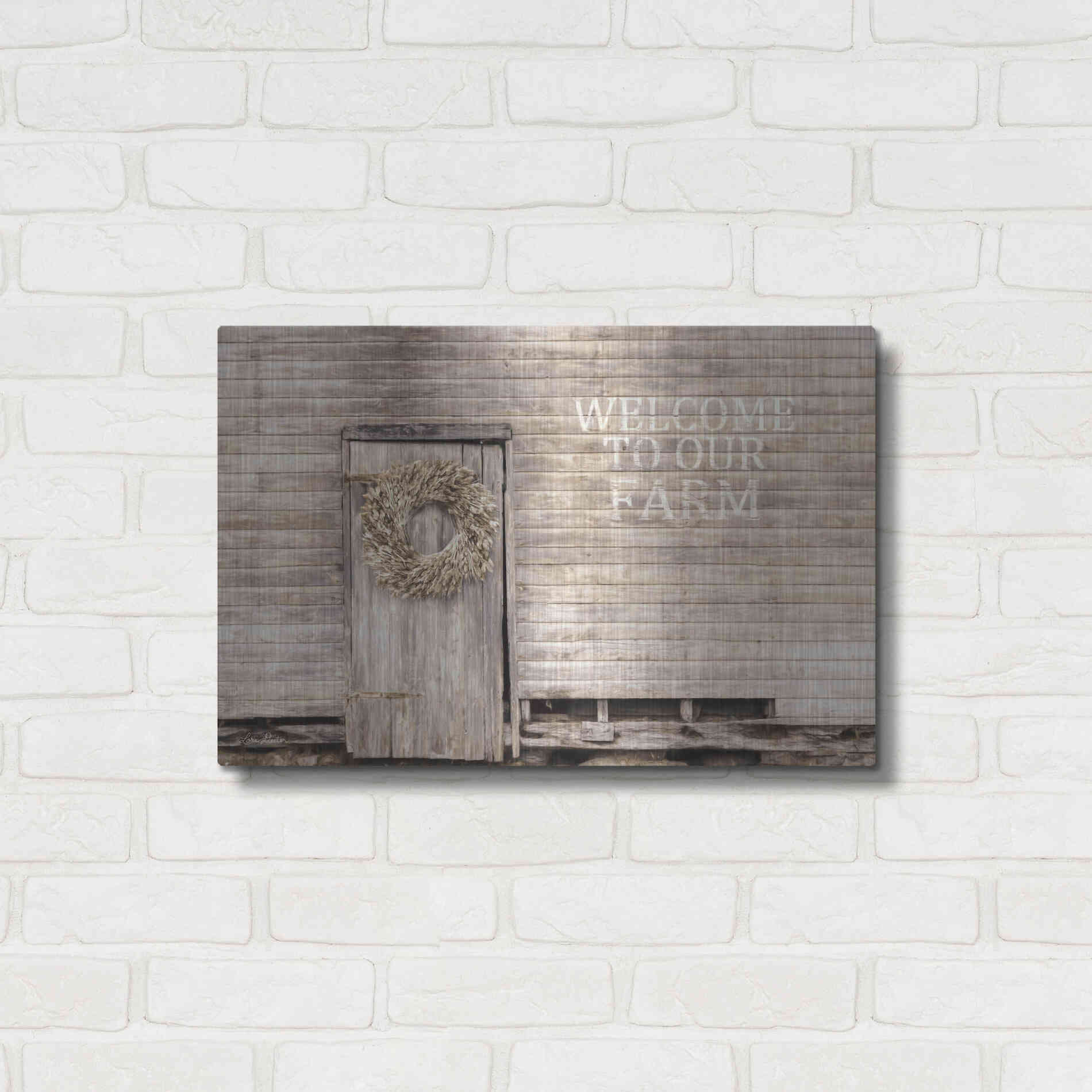 Luxe Metal Art 'Welcome to Our Farm' by Lori Deiter, Metal Wall Art,24x16